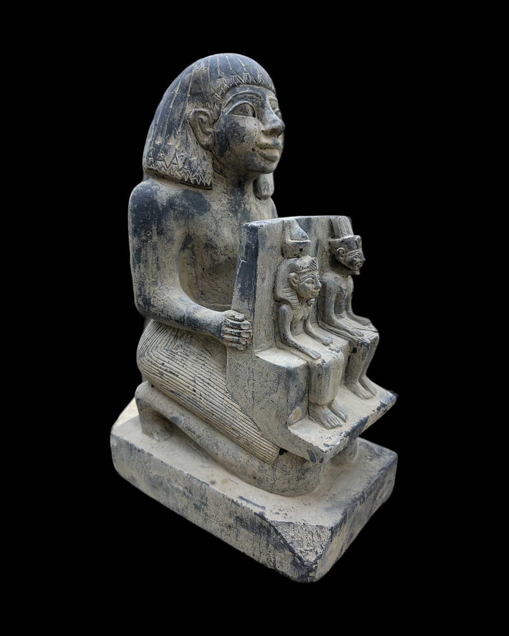 Amun and Mut with Priest Statue - Handcrafted in Egypt