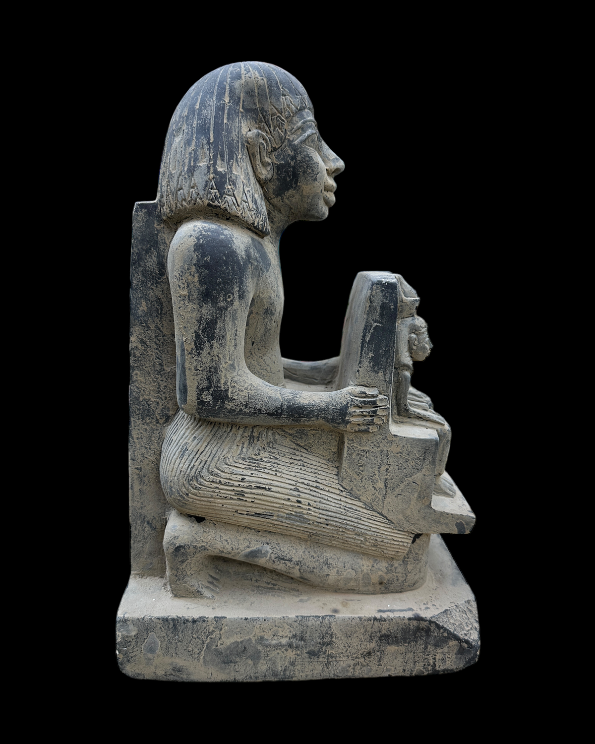 Amun and Mut with Priest Statue - Handcrafted in Egypt
