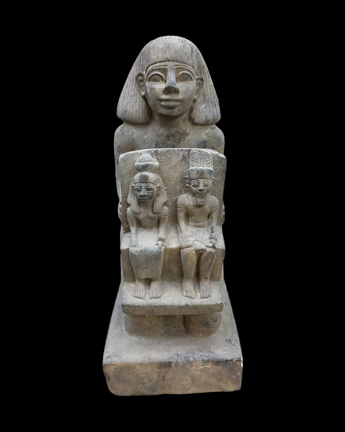Amun and Mut with Priest Statue - Handcrafted in Egypt