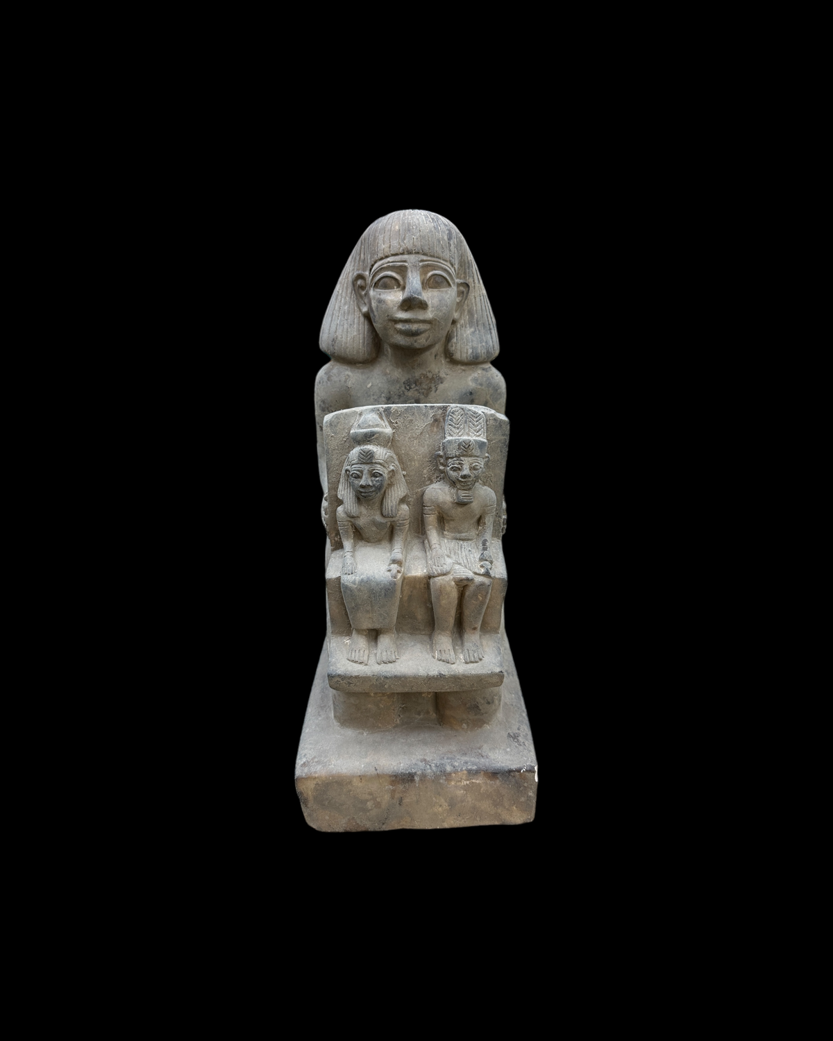 Amun and Mut with Priest Statue - Handcrafted in Egypt