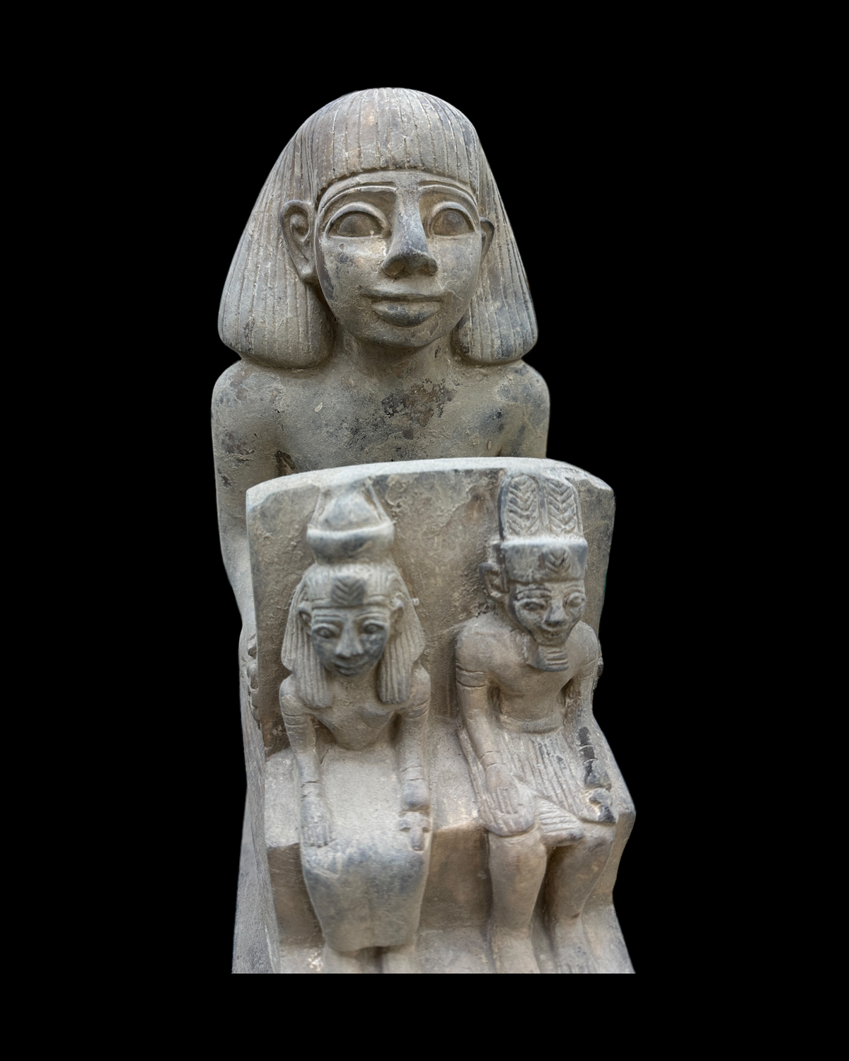 Amun and Mut with Priest Statue - Handcrafted in Egypt