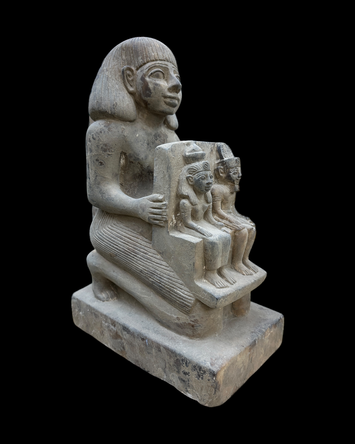Amun and Mut with Priest Statue - Handcrafted in Egypt