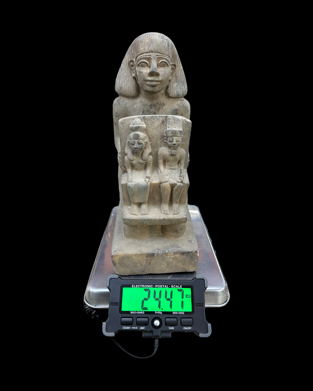Amun and Mut with Priest Statue - Handcrafted in Egypt