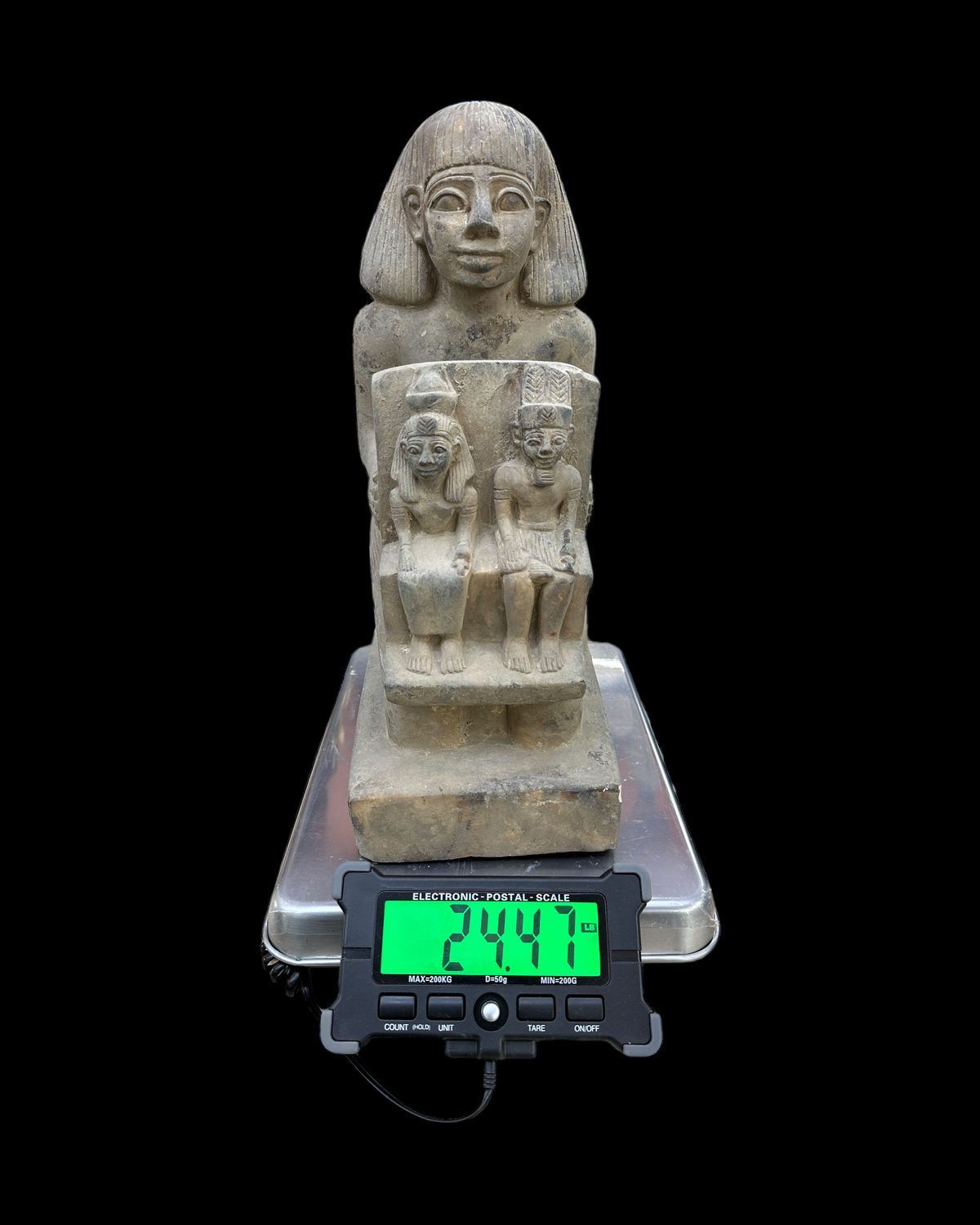 Amun and Mut with Priest Statue - Handcrafted in Egypt