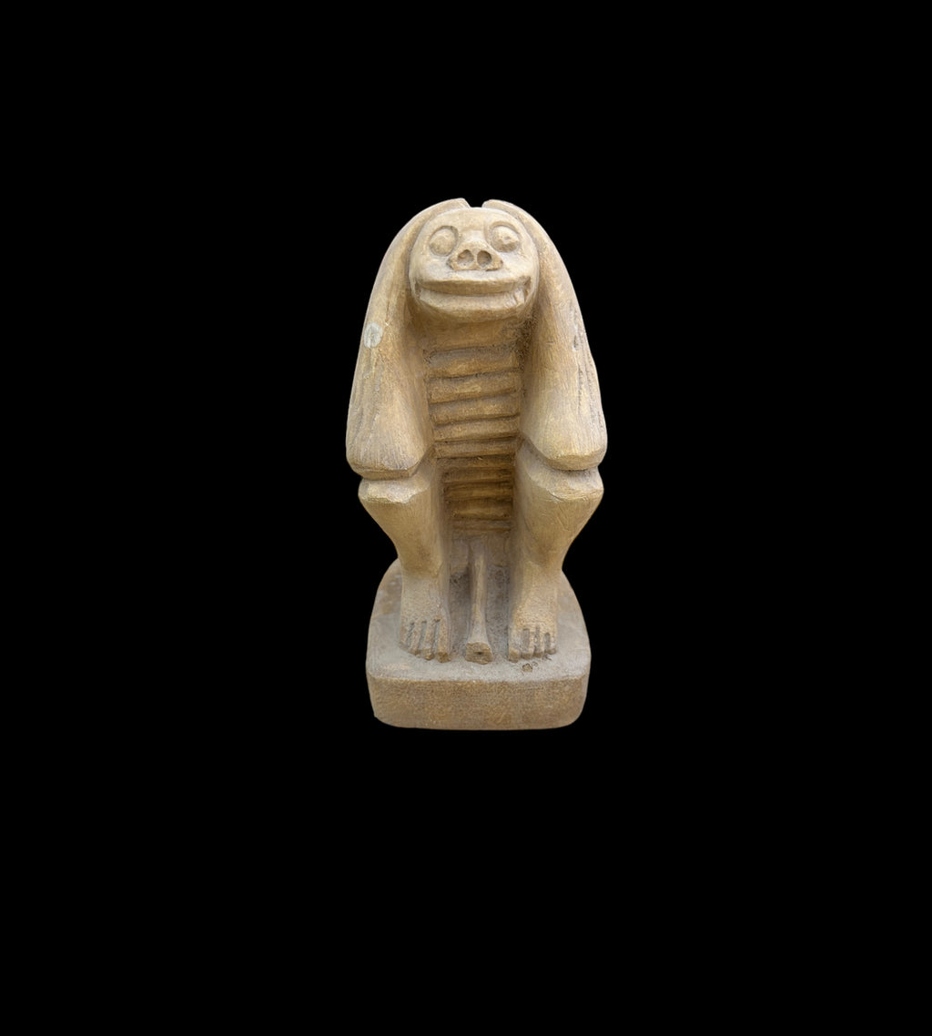 Hand-Carved Egyptian Baboon Statue - 18 cm