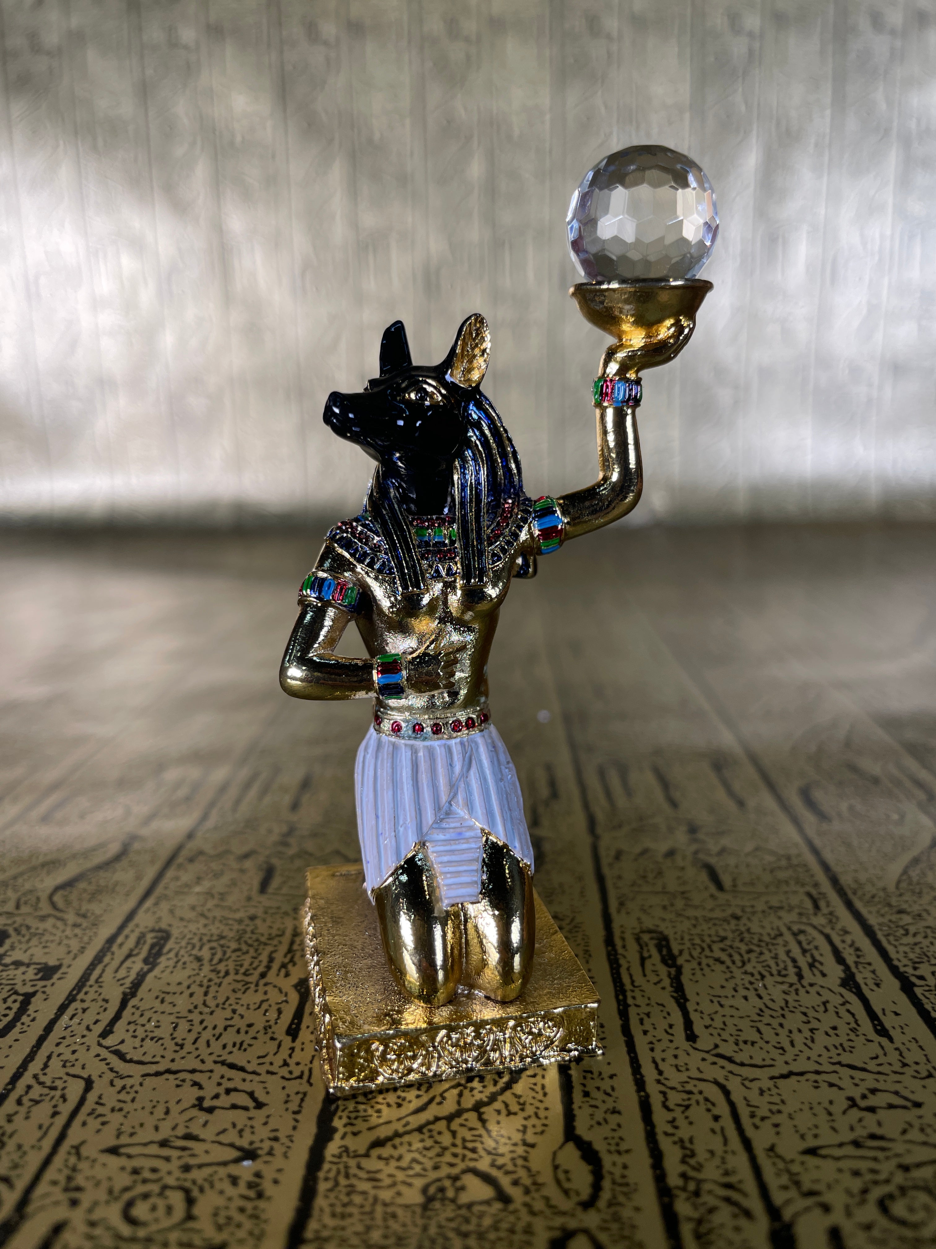 Anubis holding Crystal Mini Statue - Pewter