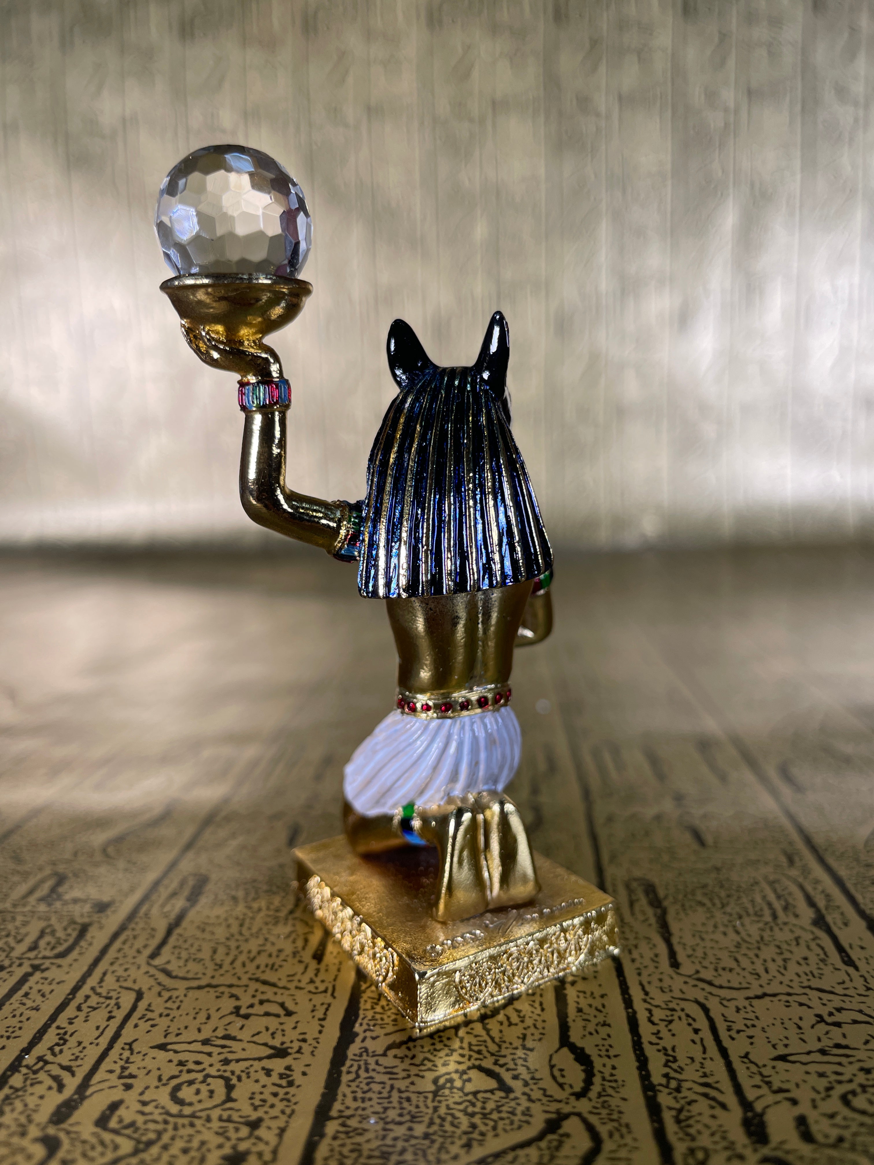 Anubis holding Crystal Mini Statue - Pewter