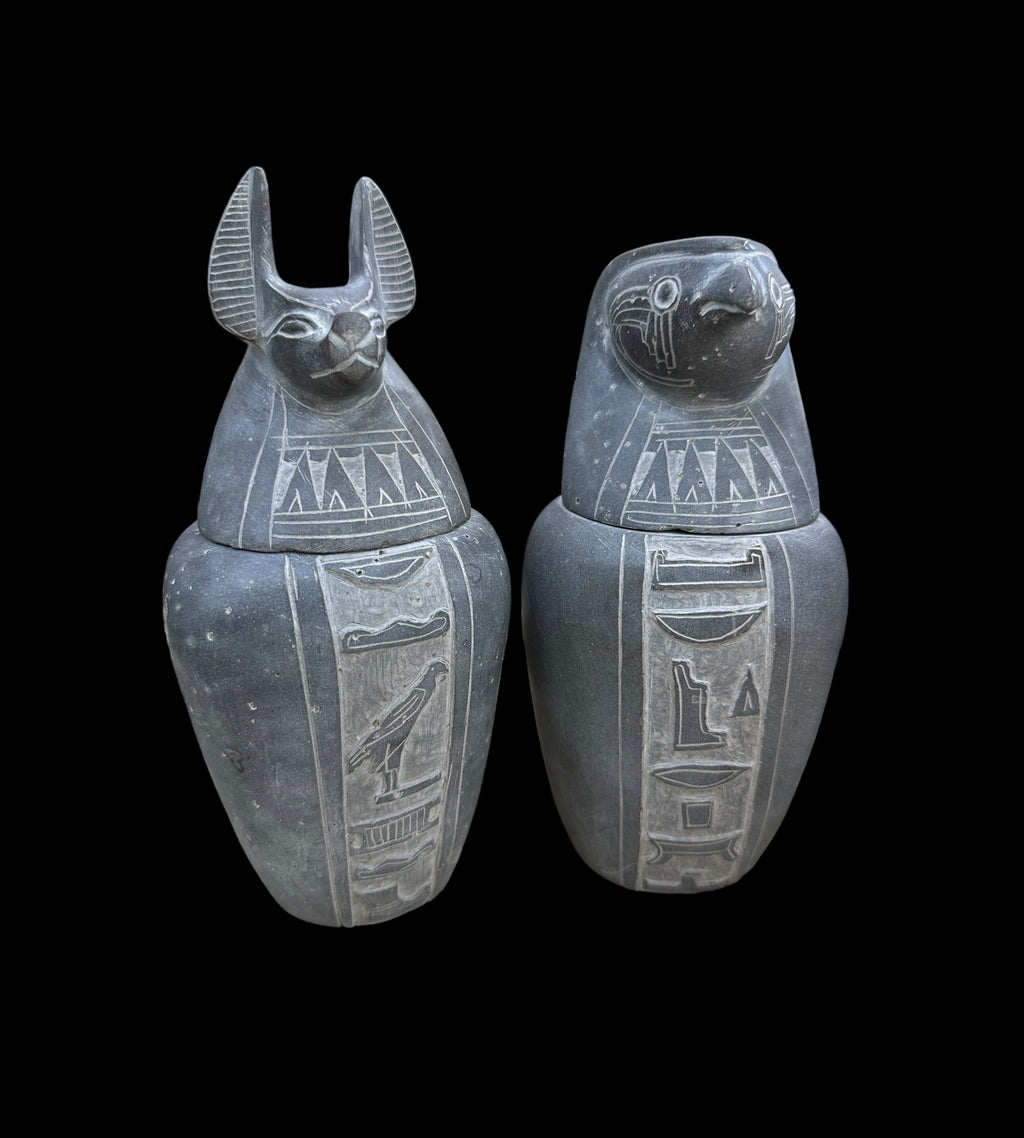 Canopic Jars - Set of 4 - Handcarved Basalt
