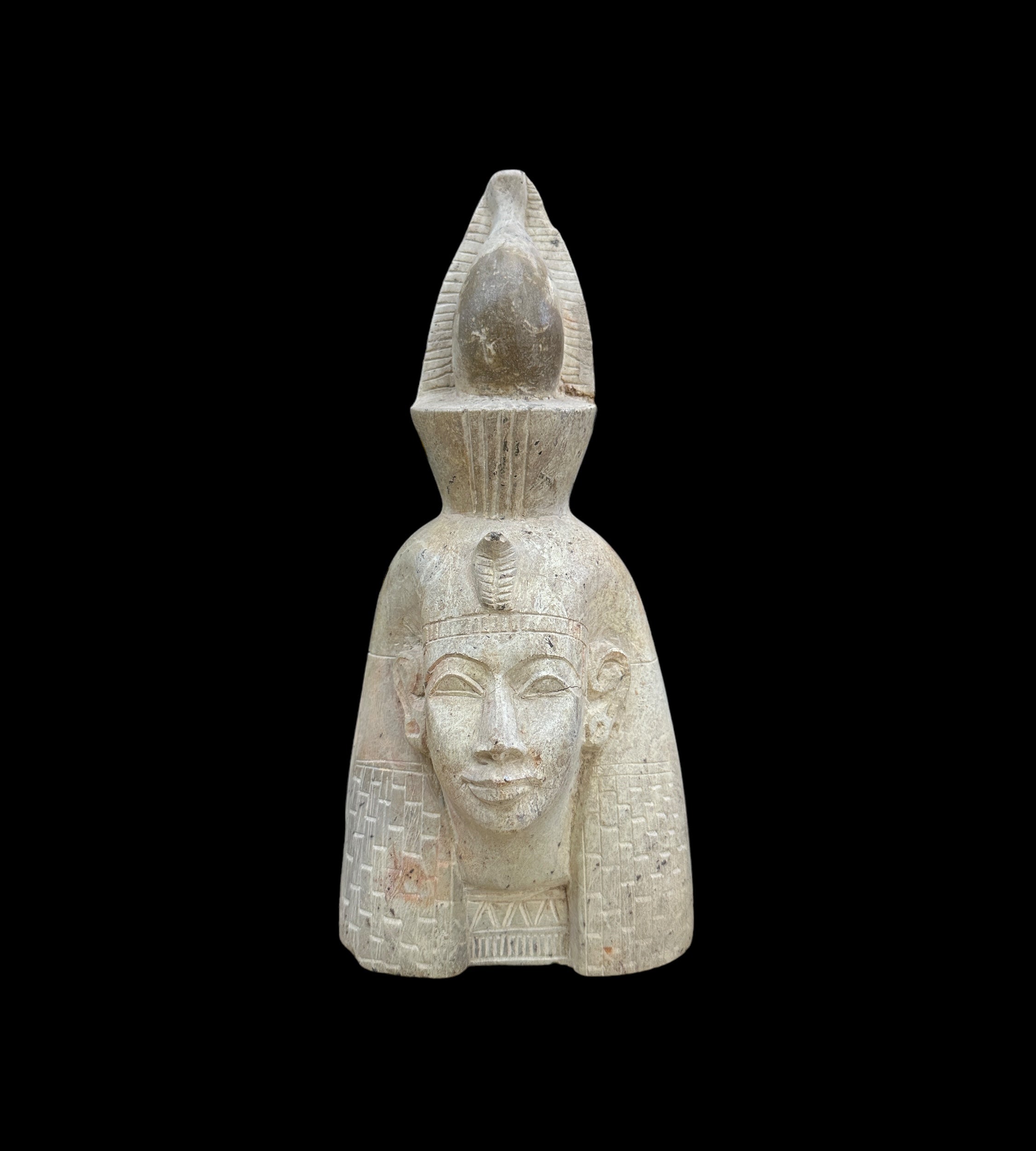 Egyptian Pharaoh Bust - Handcarved Limestone