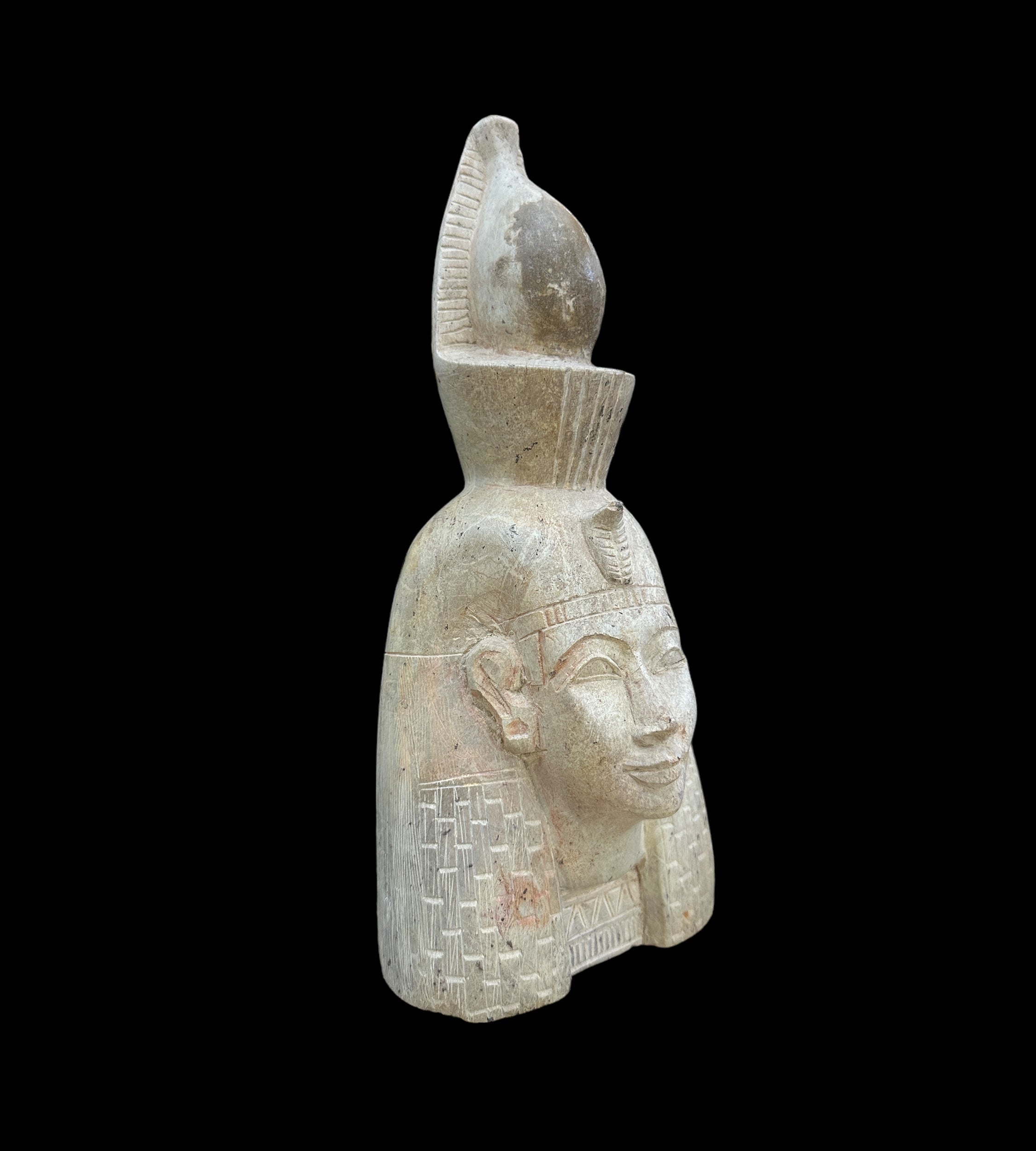 Egyptian Pharaoh Bust - Handcarved Limestone