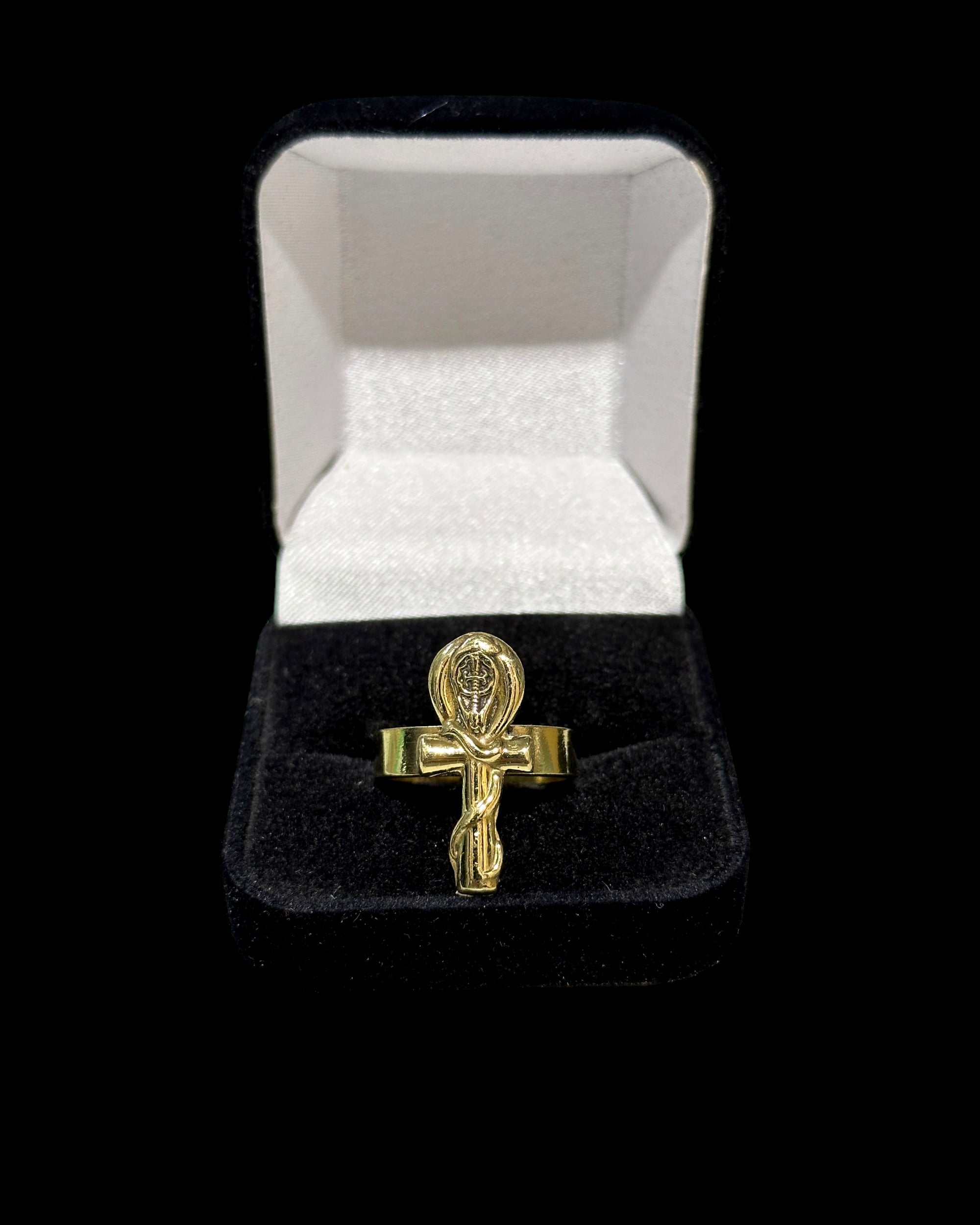 Ankh with Cobra Ring - Brass