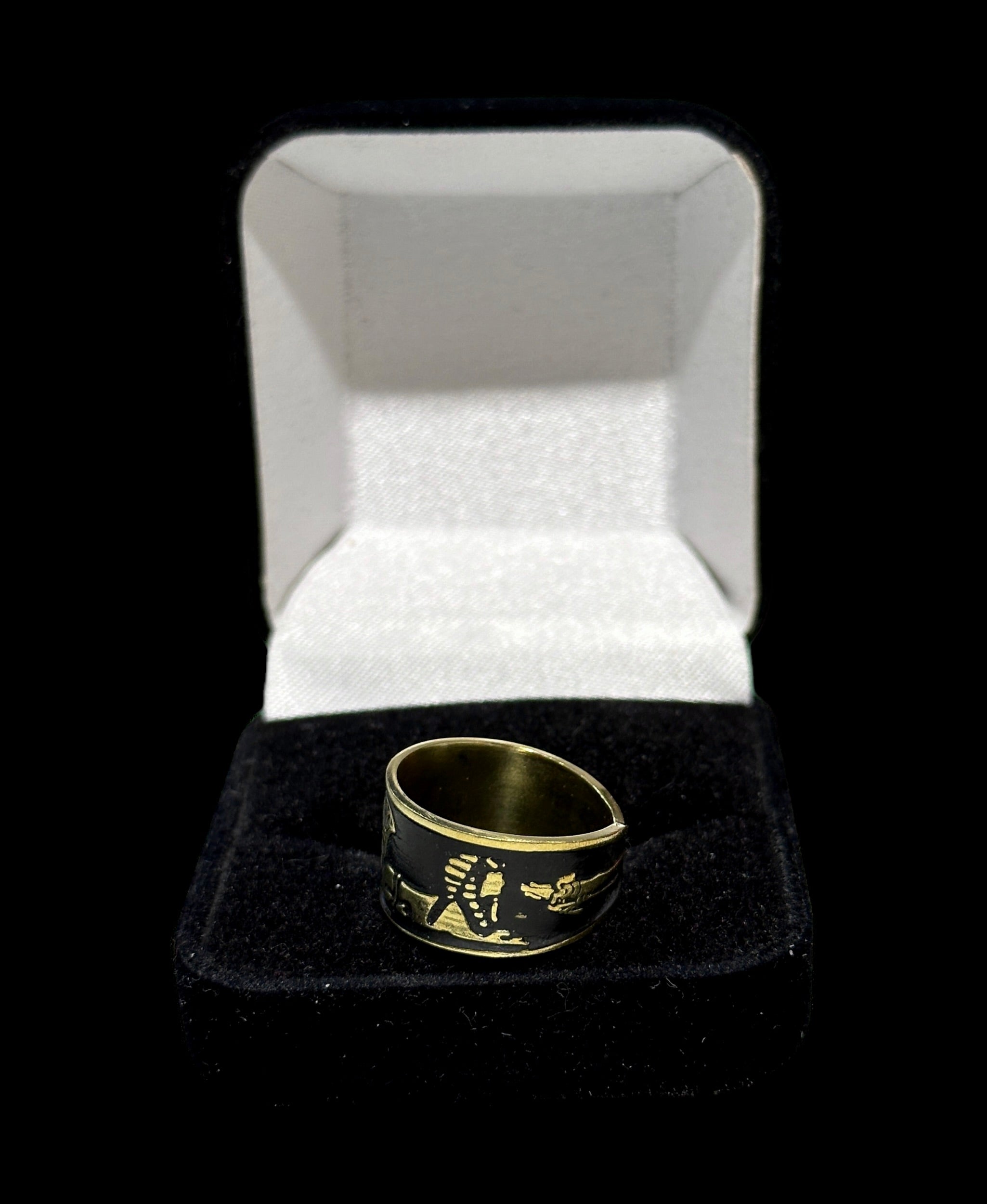 Sphinx with Pyramids Ring - Brass