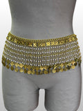 Egyptian Brass Coin Belt with White Beads