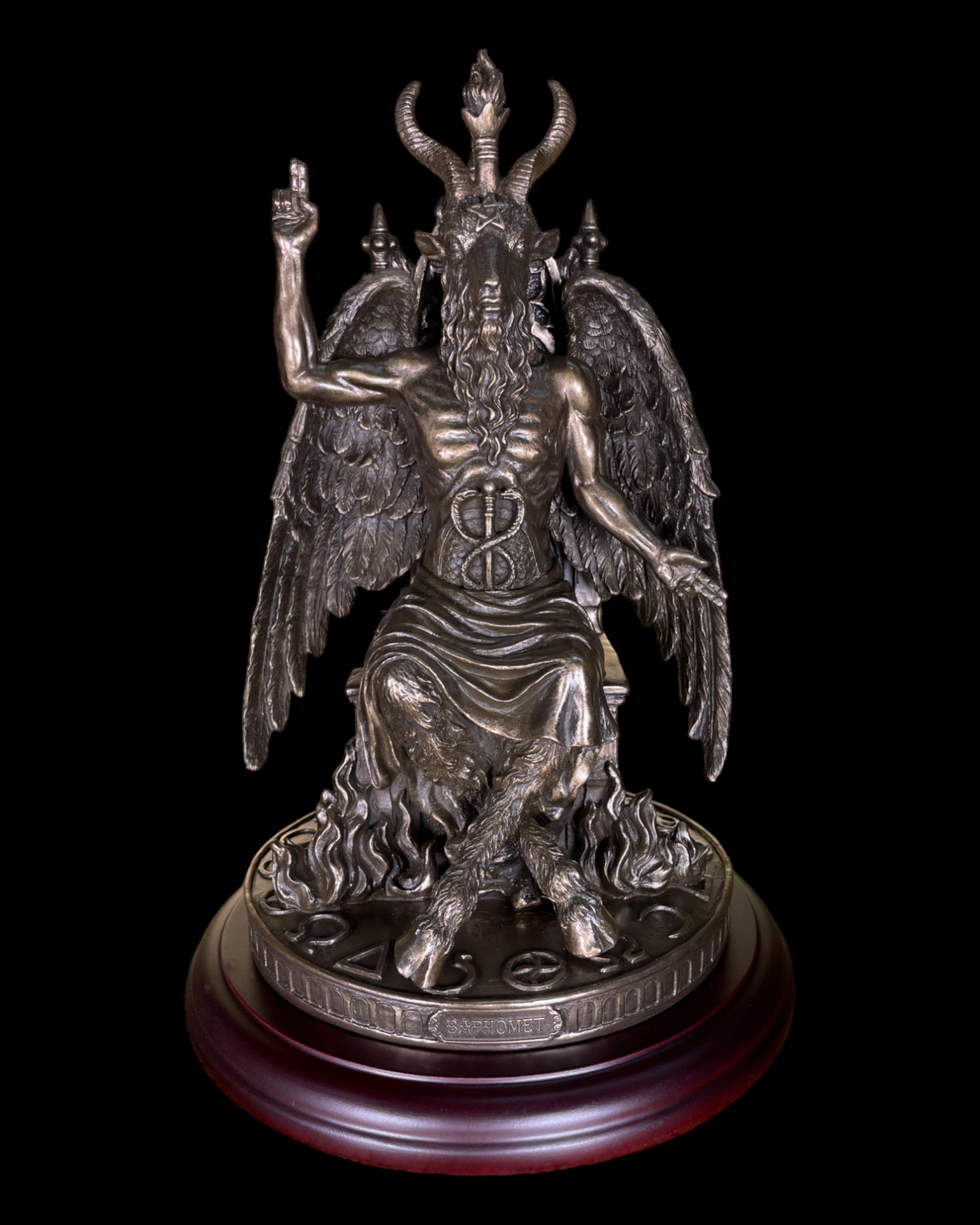 Baphomet Statue with Wooden Base