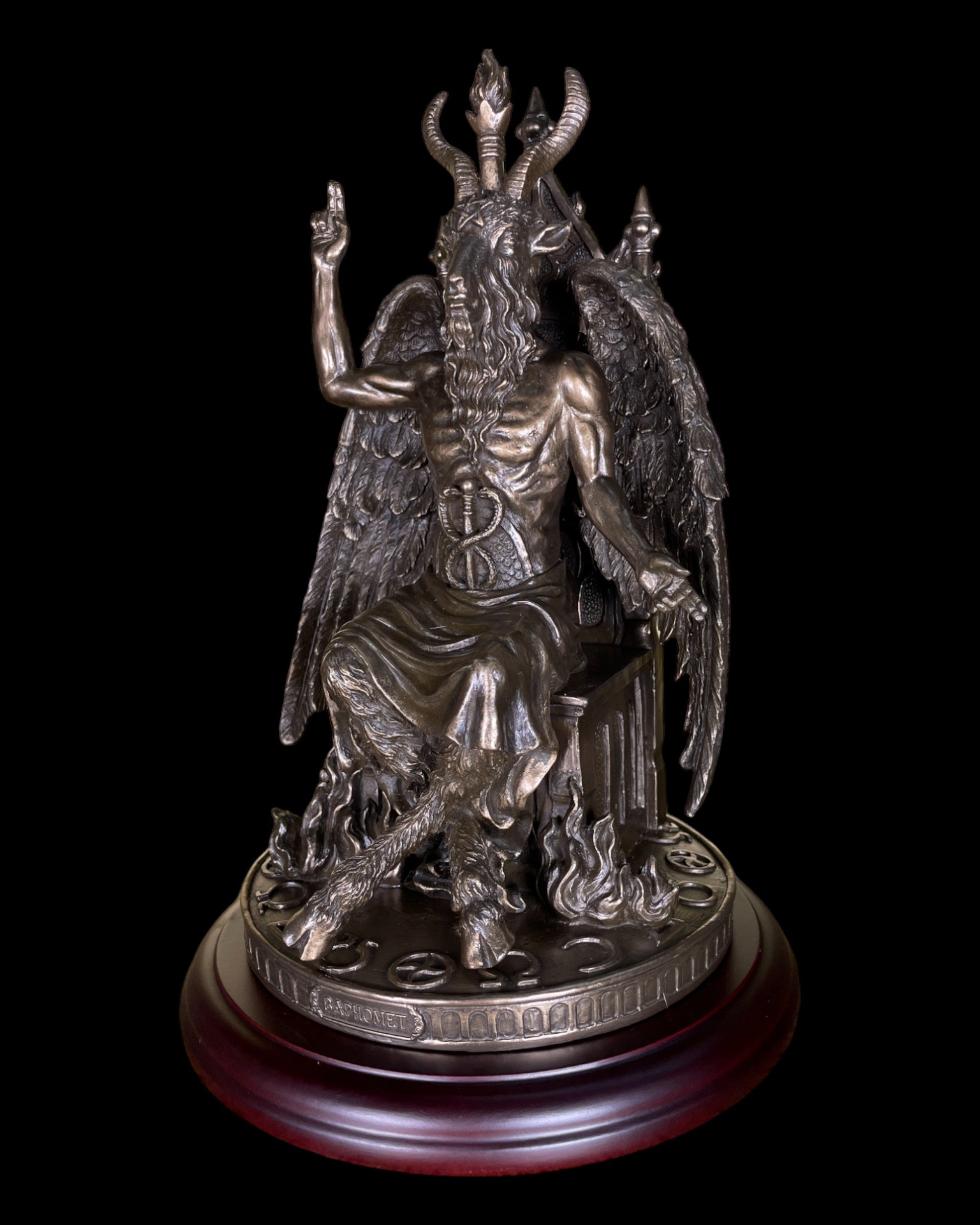 Baphomet Statue with Wooden Base