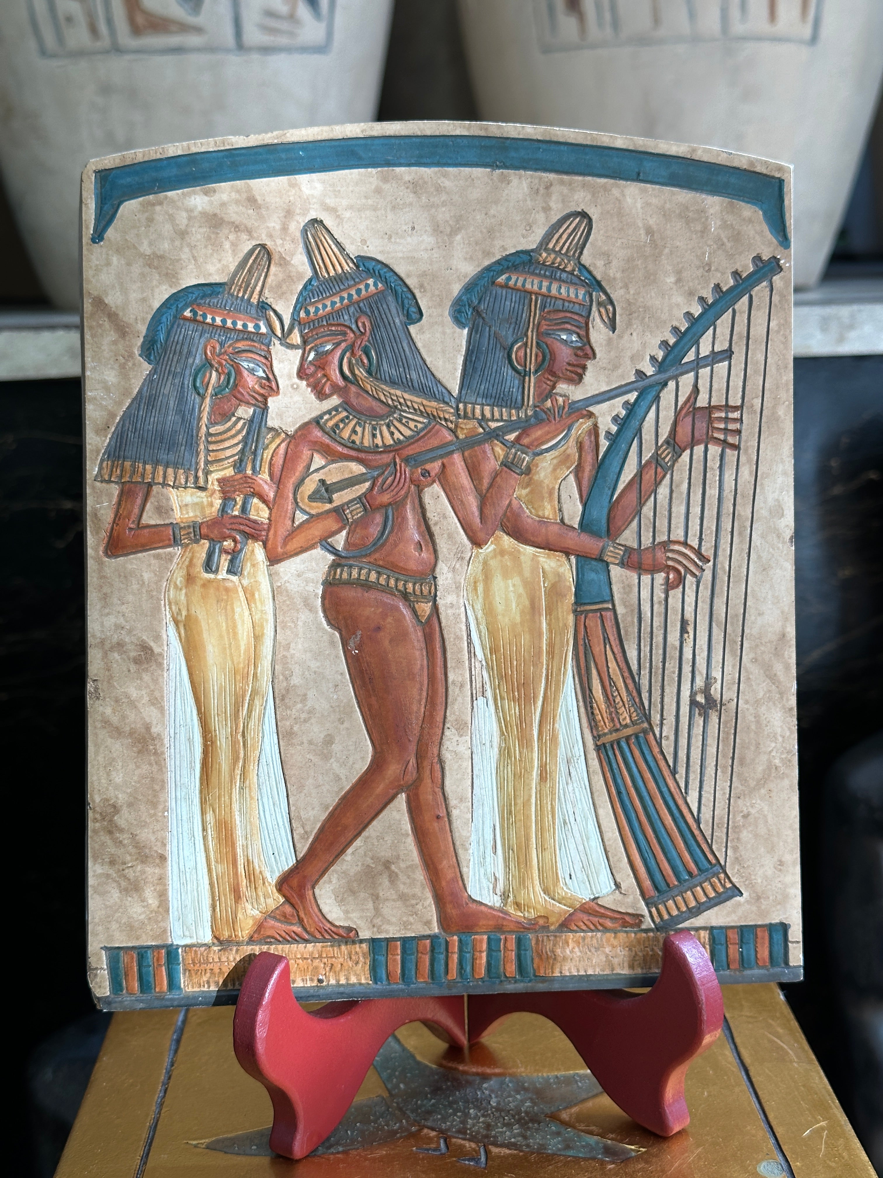 Egyptian Music Girls Wall Plaque