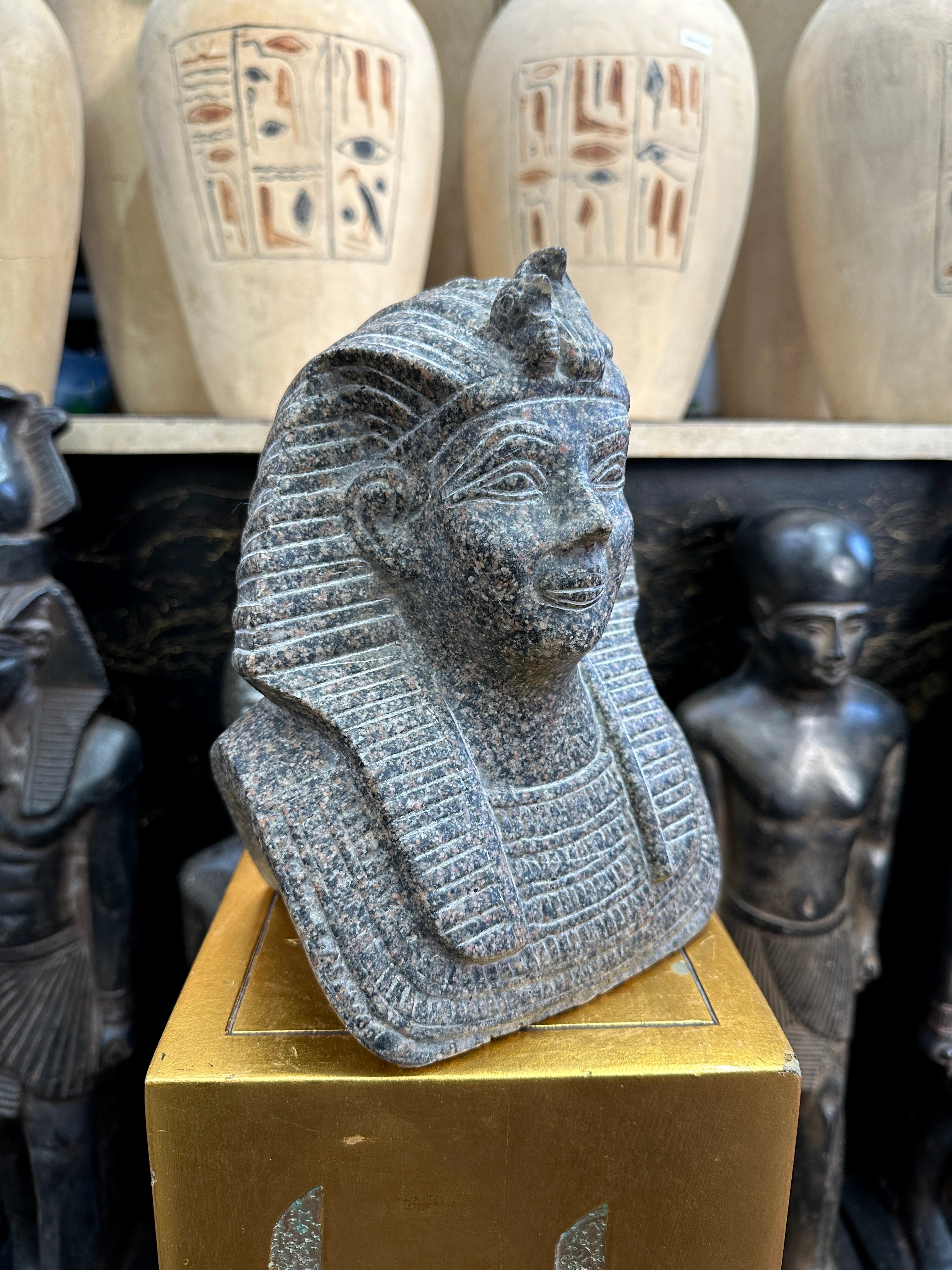 King Tutankhamen Bust - Aswan Black Granite