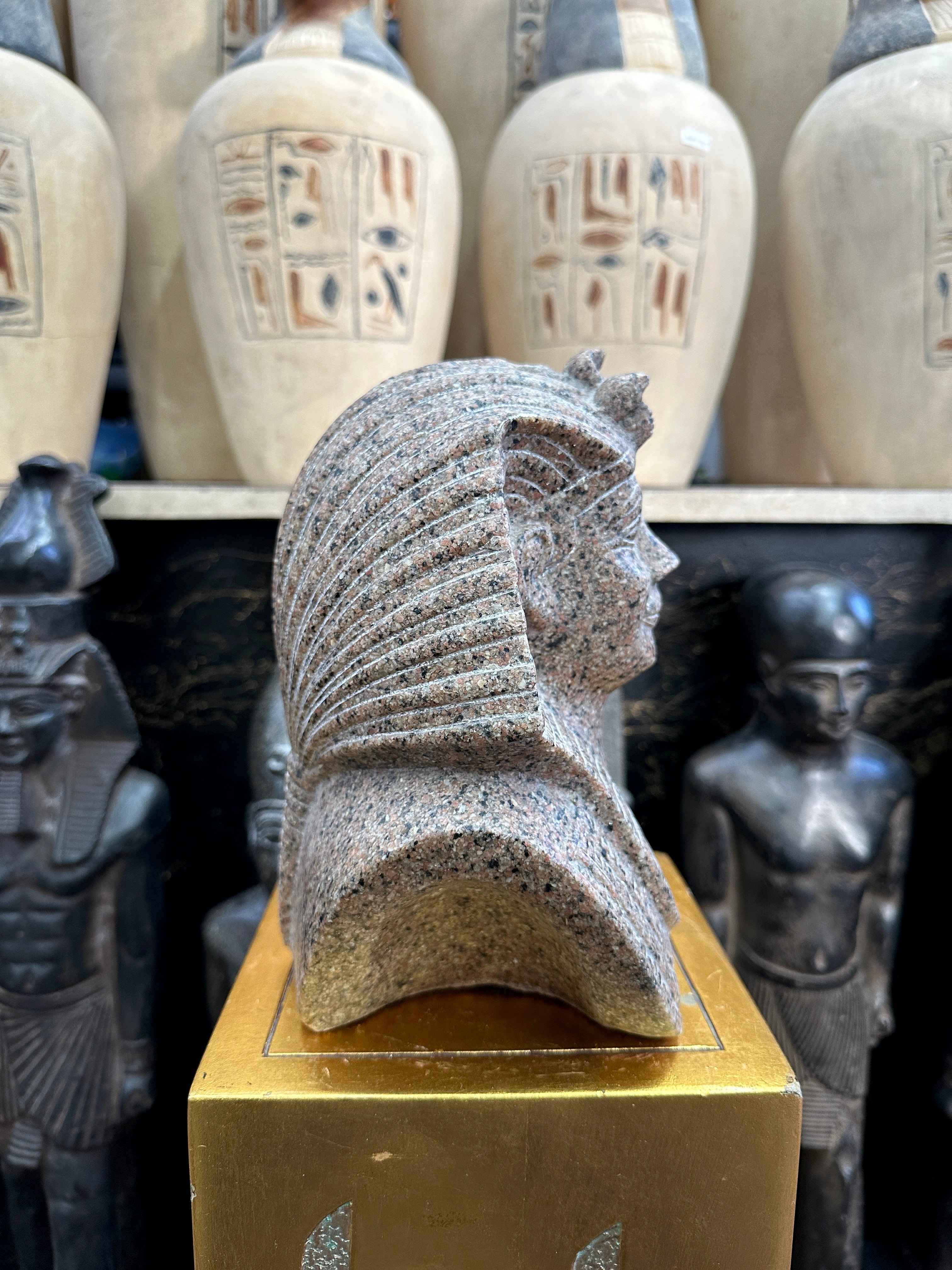 King Tutankhamen Bust - Red Granite