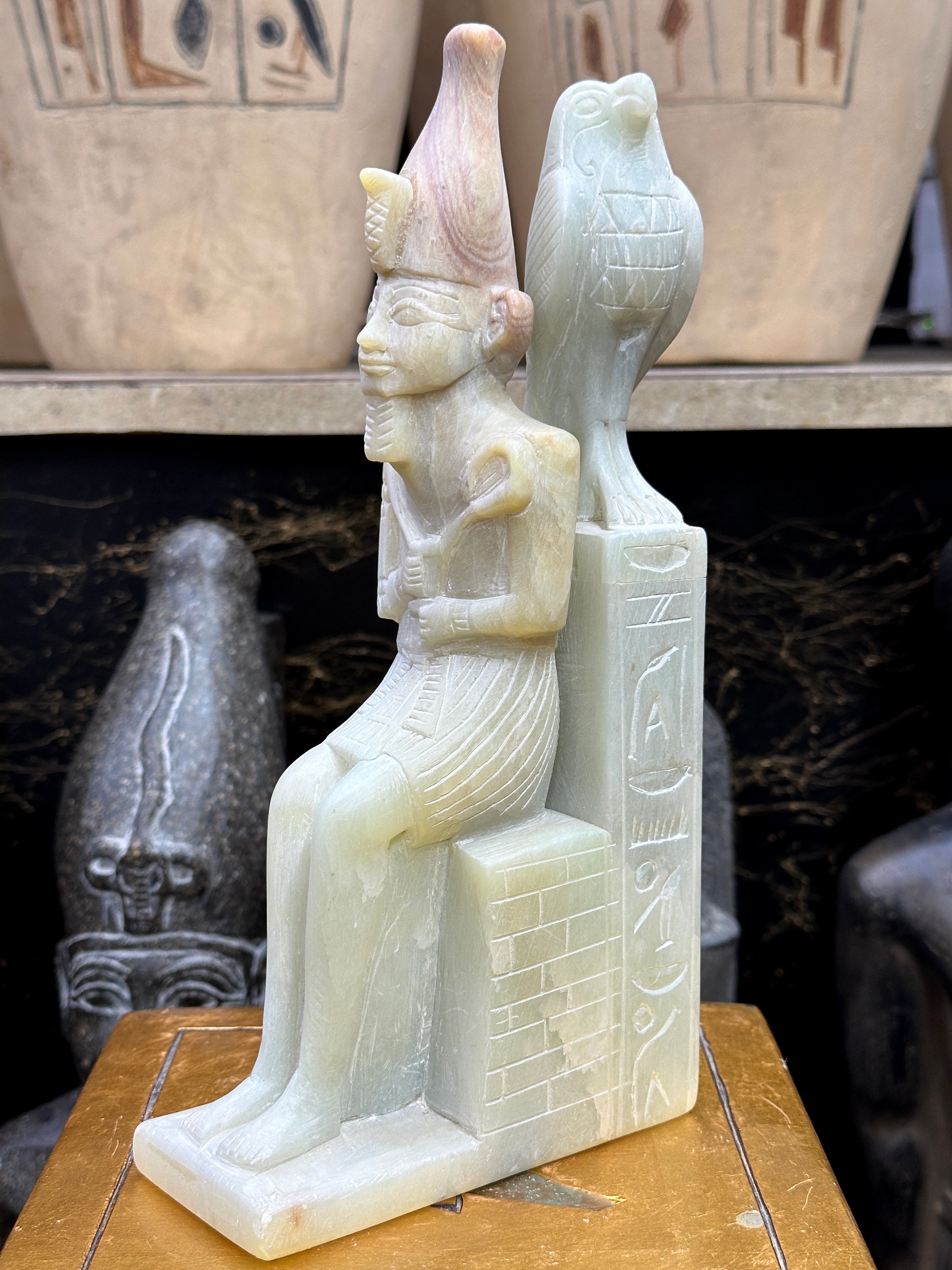 Osiris & Horus Statue - Soapstone