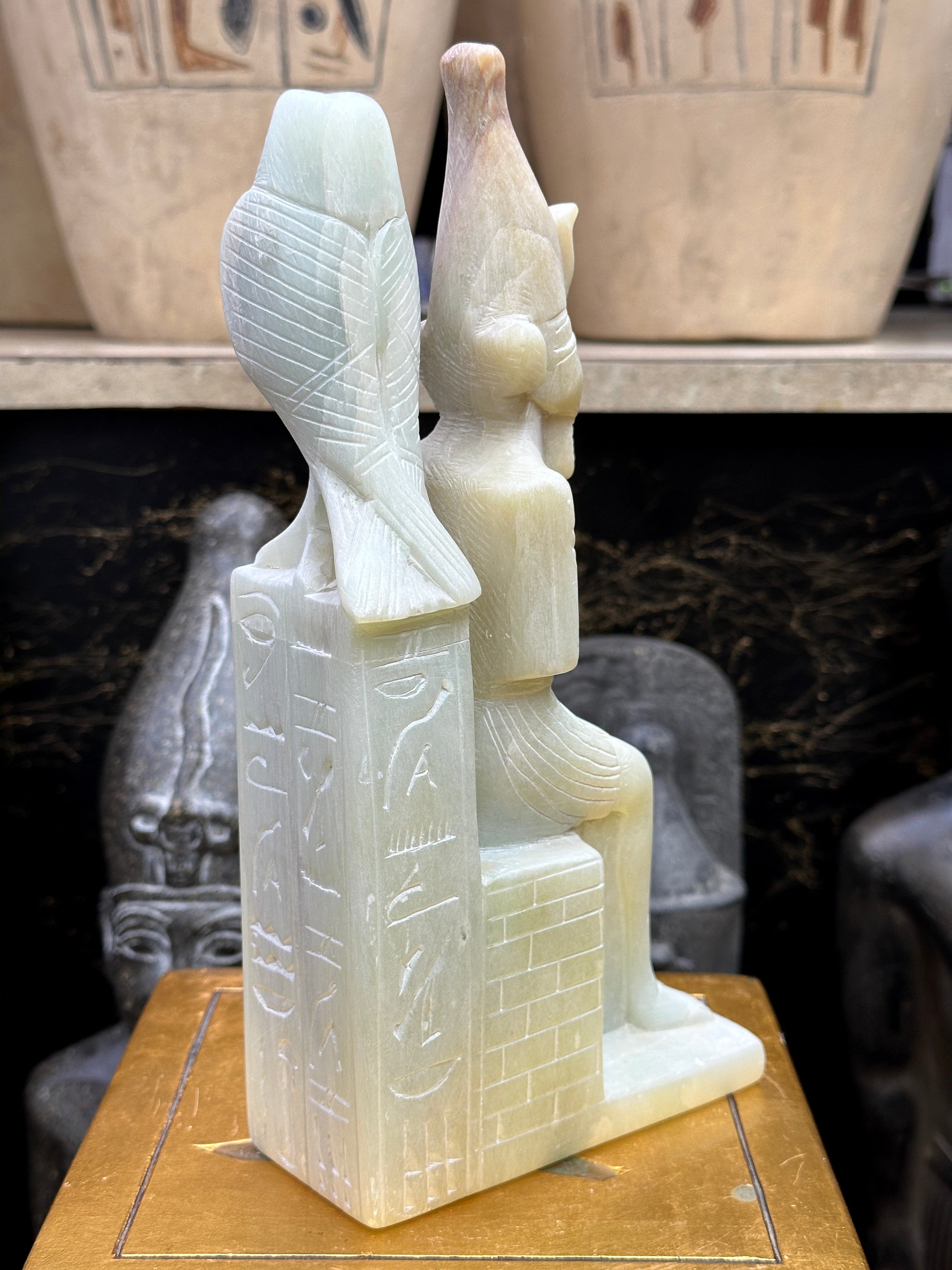 Osiris & Horus Statue - Soapstone