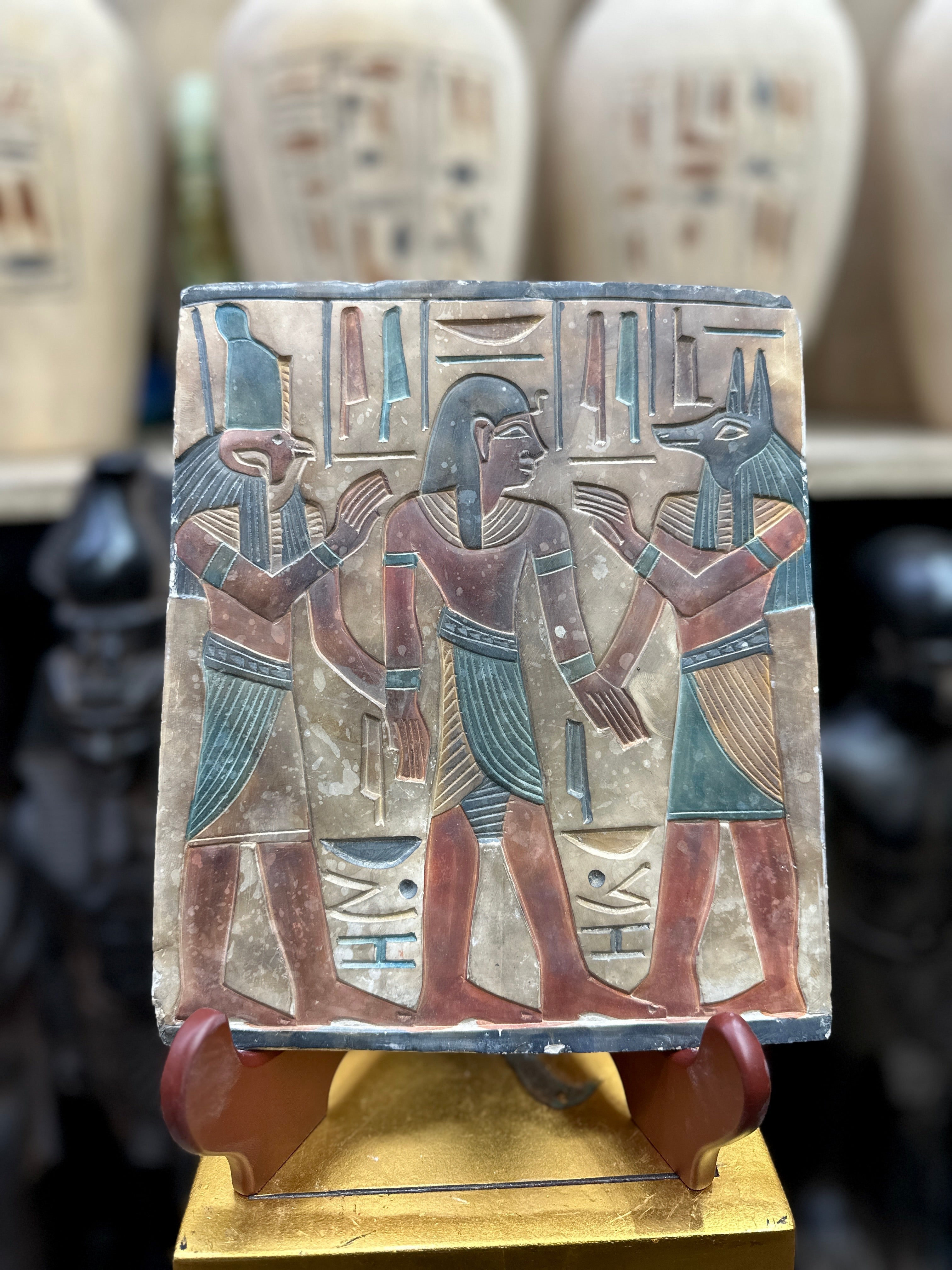 Ramses II Blessed by Hours & Anubis Plaque