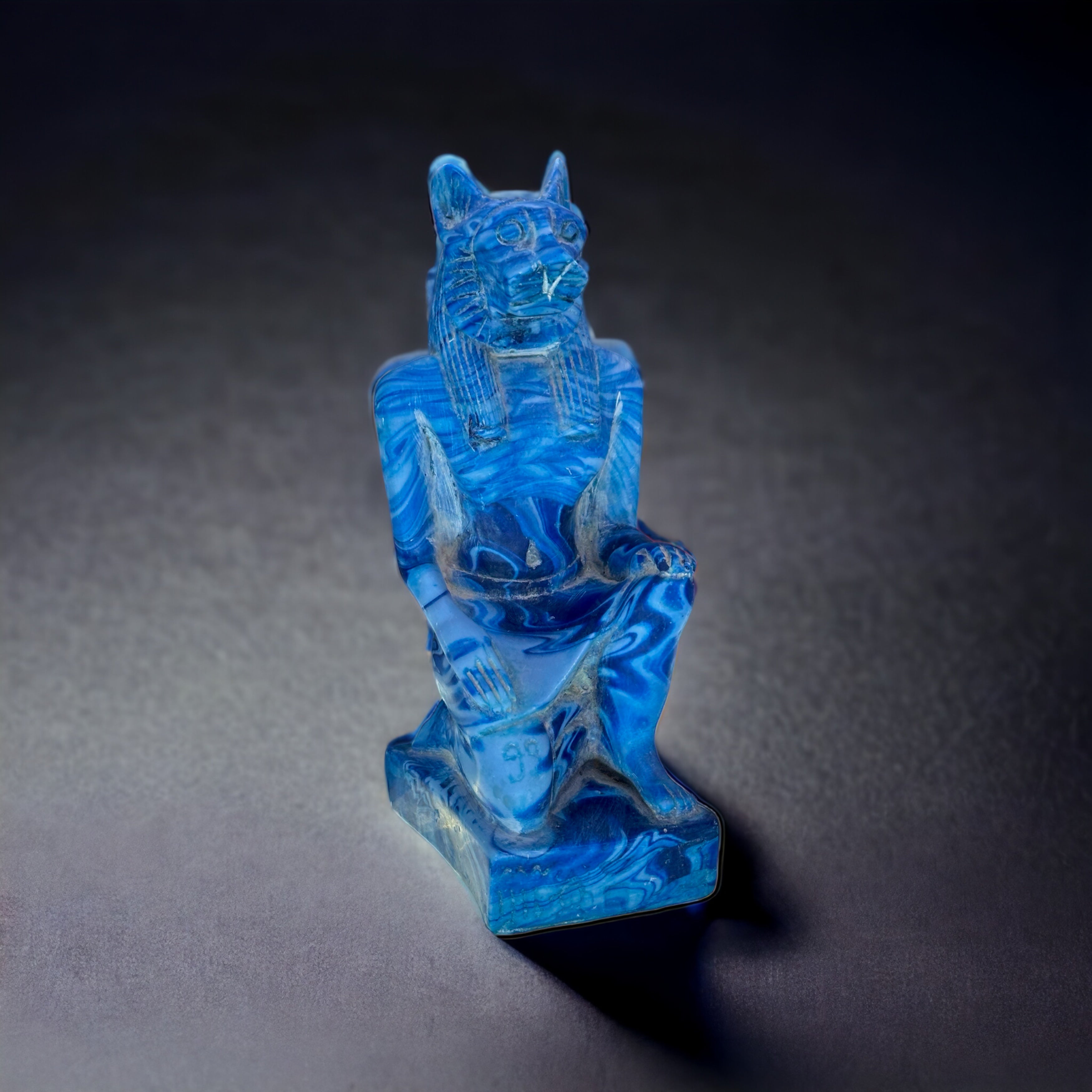 Sekhmet Kneeling Statue - Lapis Blue