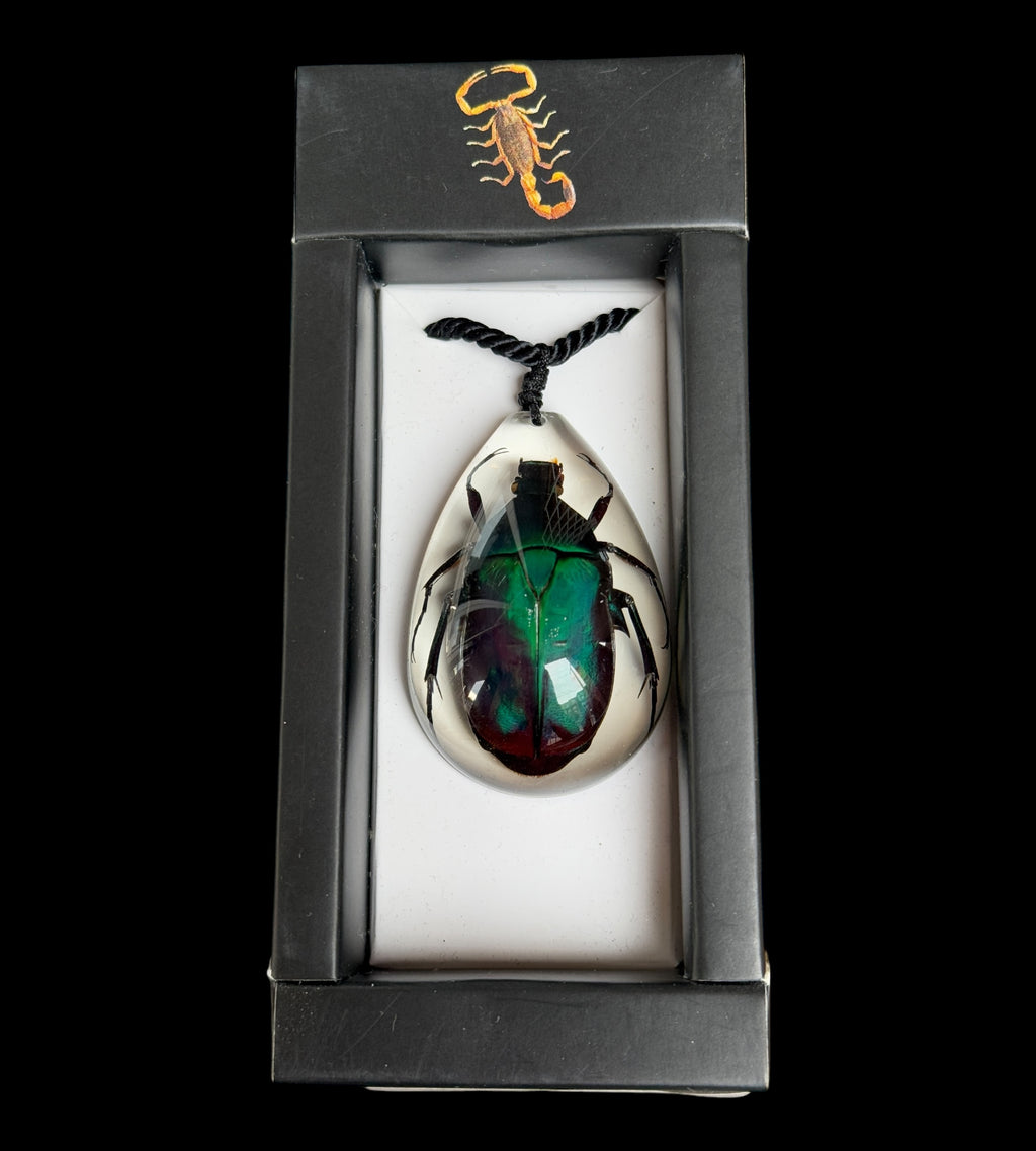 Green Rose Chafer Beetle Necklace