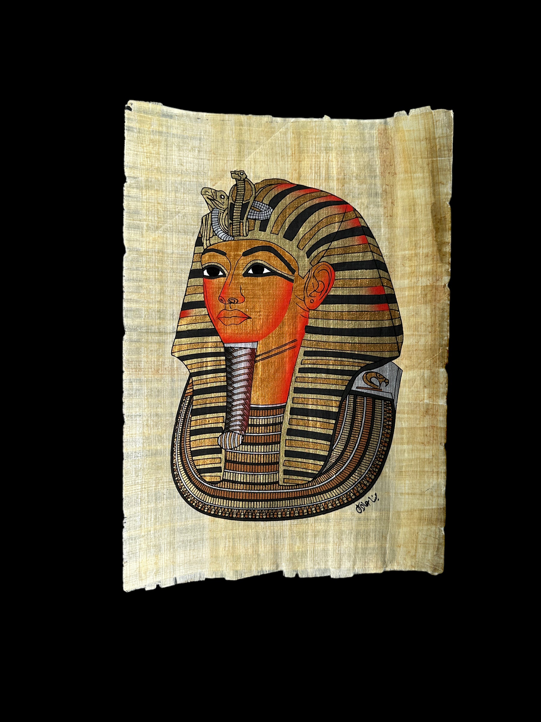 King Tutankamun Mask Papyrus - 20x30cm