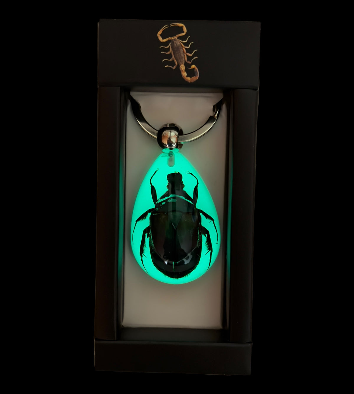 Green Rose Chafer Beetle Glow Keychain