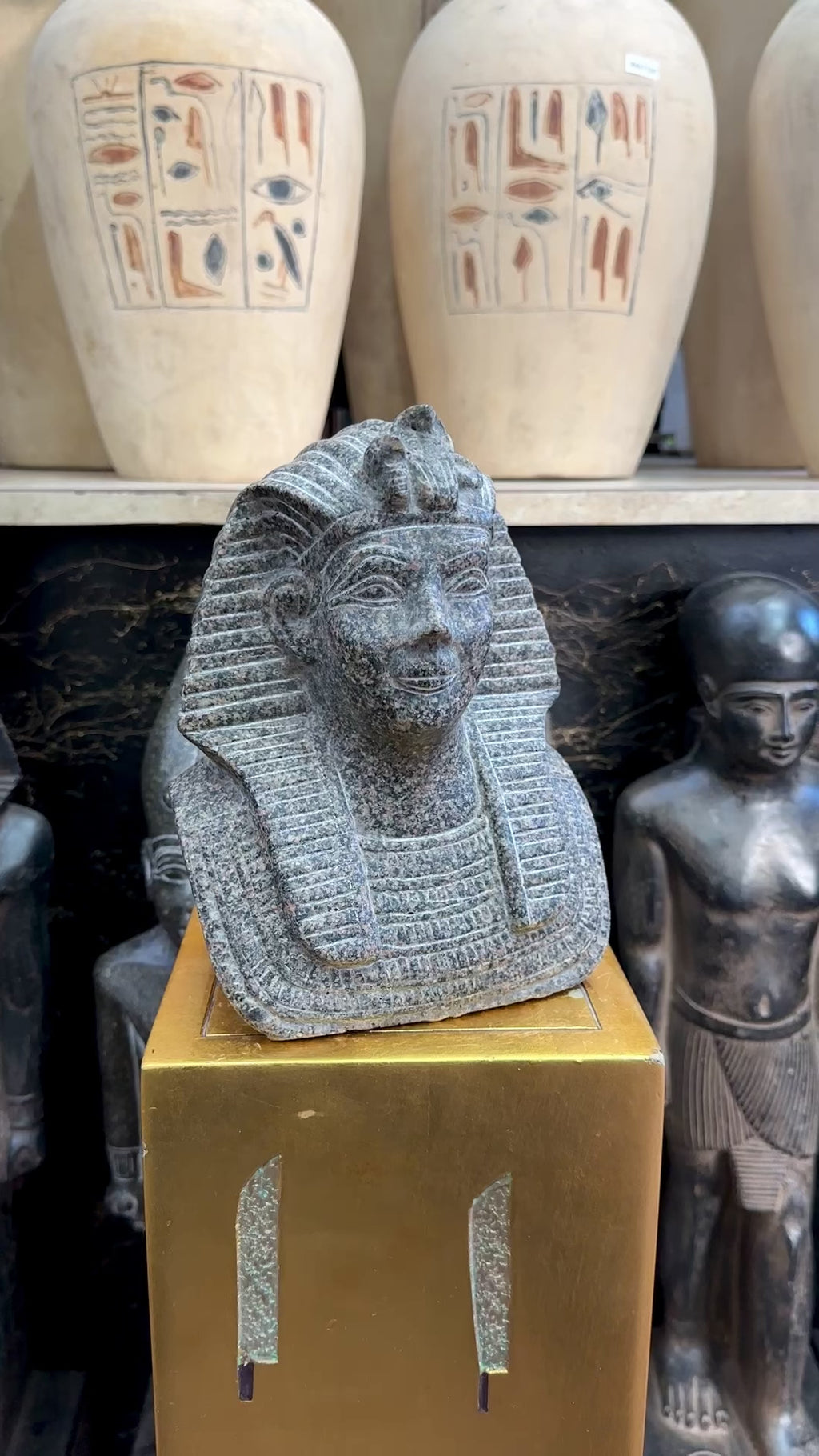 King Tutankhamen Bust - Aswan Black Granite