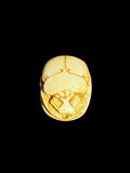 Top view of Egyptian scarab SC-103, showing warm cream and golden tones.