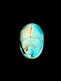 Top view of Egyptian scarab SC-109, showing bright blue-green tones with pale cream accents.