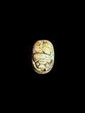 Top view of Egyptian scarab SC-066, showing mottled cream and pale green tones.