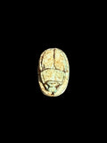 Top view of Egyptian scarab SC-058, showing pale cream and green tones.