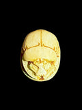 Top view of Egyptian scarab SC-101, showing cream and pale green tones with golden accents.