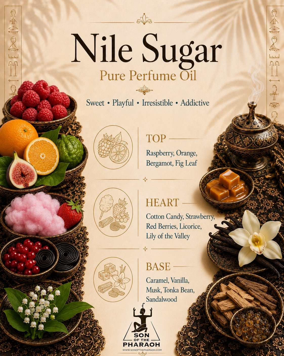 Nile Sugar Perfume Oil — fragrance notes infographic
