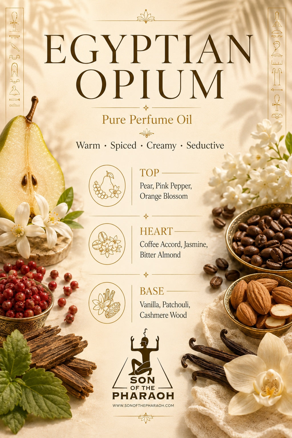 Egyptian Opium Perfume Oil — fragrance notes infographic