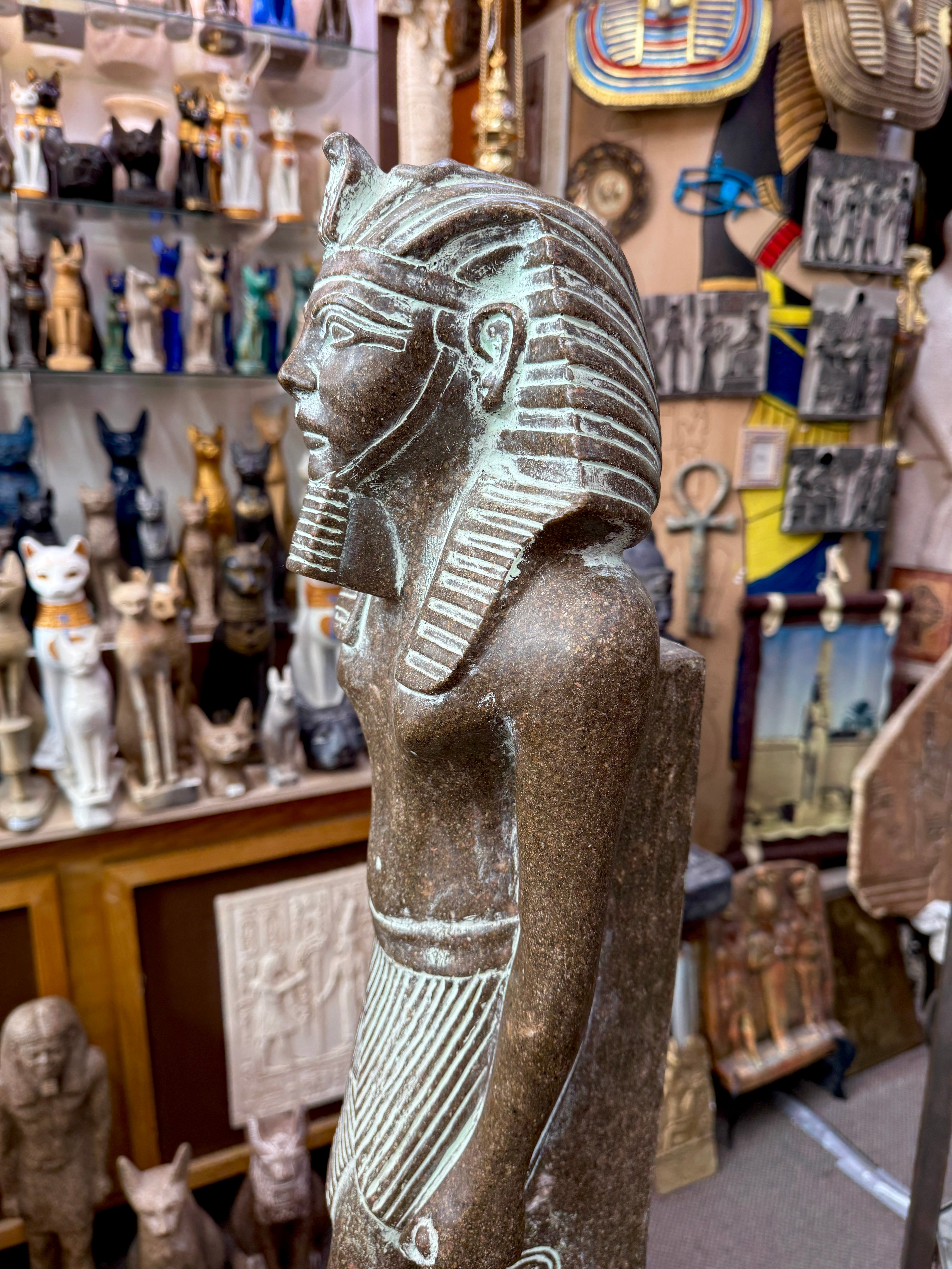 Monumental Hand-Carved Thutmose III Stone Statue – 80 cm