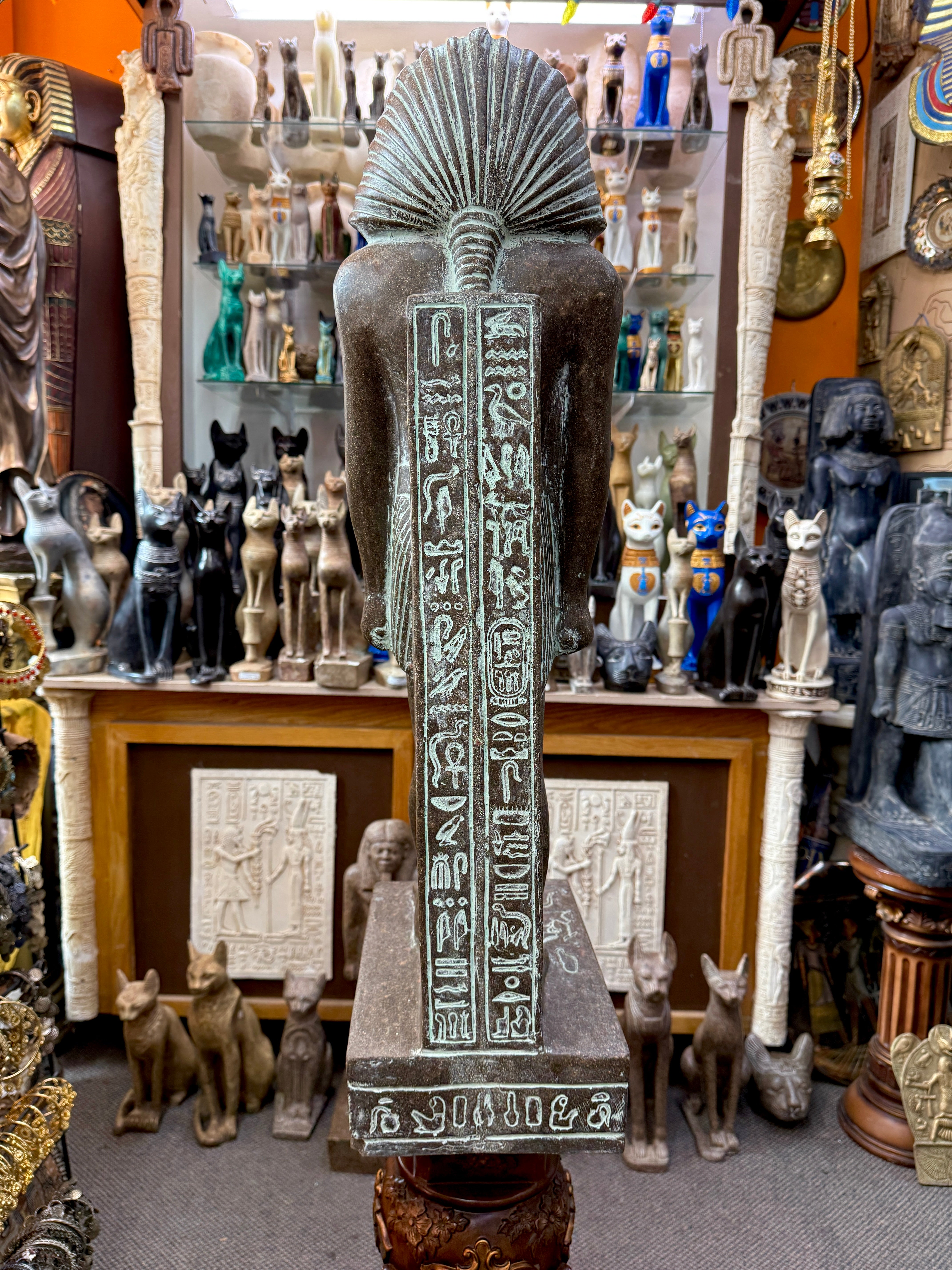 Monumental Hand-Carved Thutmose III Stone Statue – 80 cm