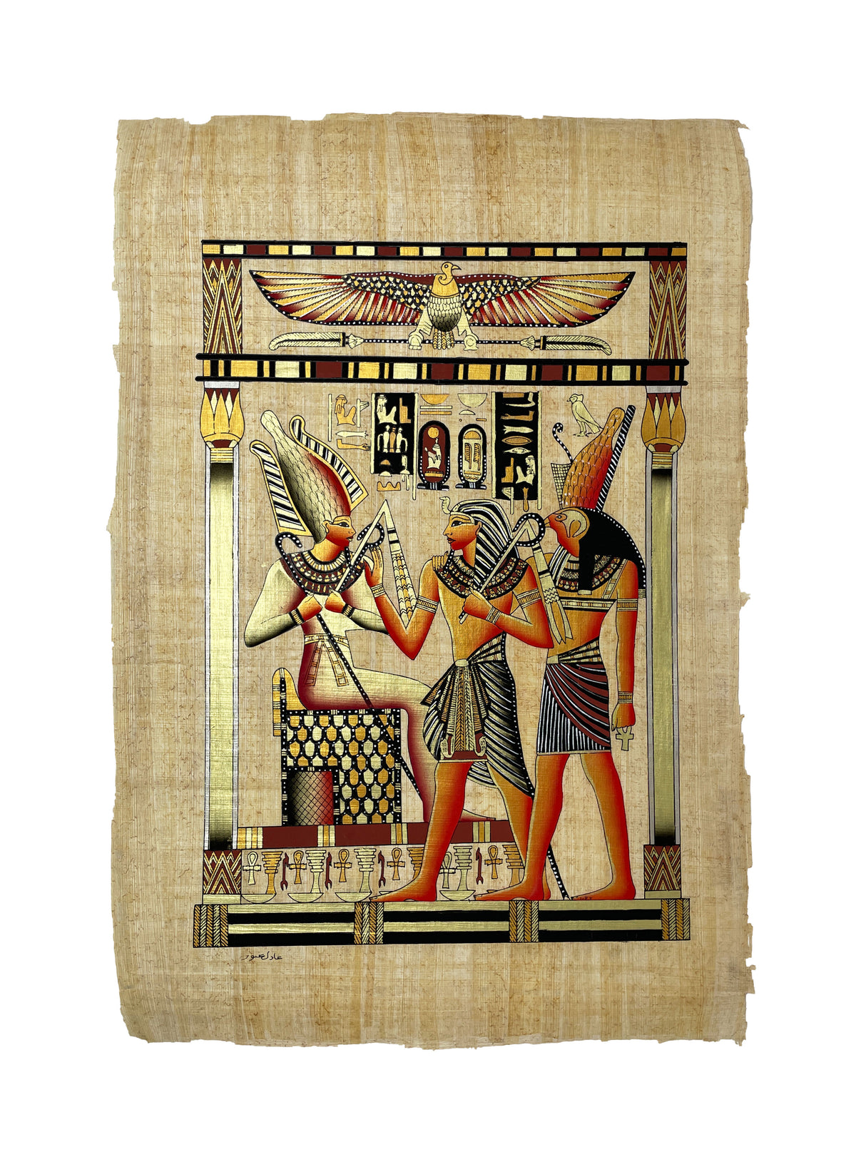 Pharaoh Making an Offering to Osiris and Horus
