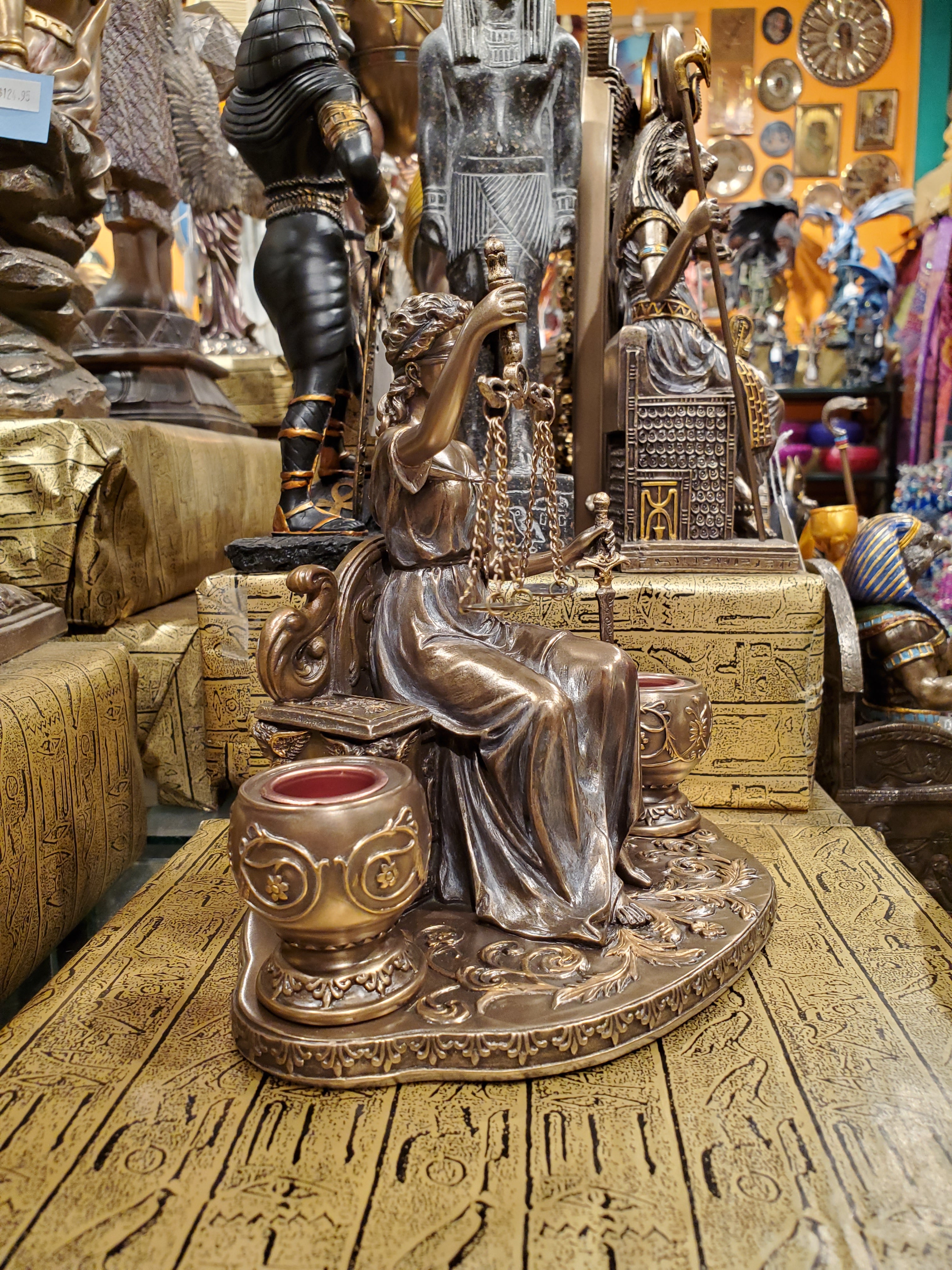 Lady Justice Candleholder Statue