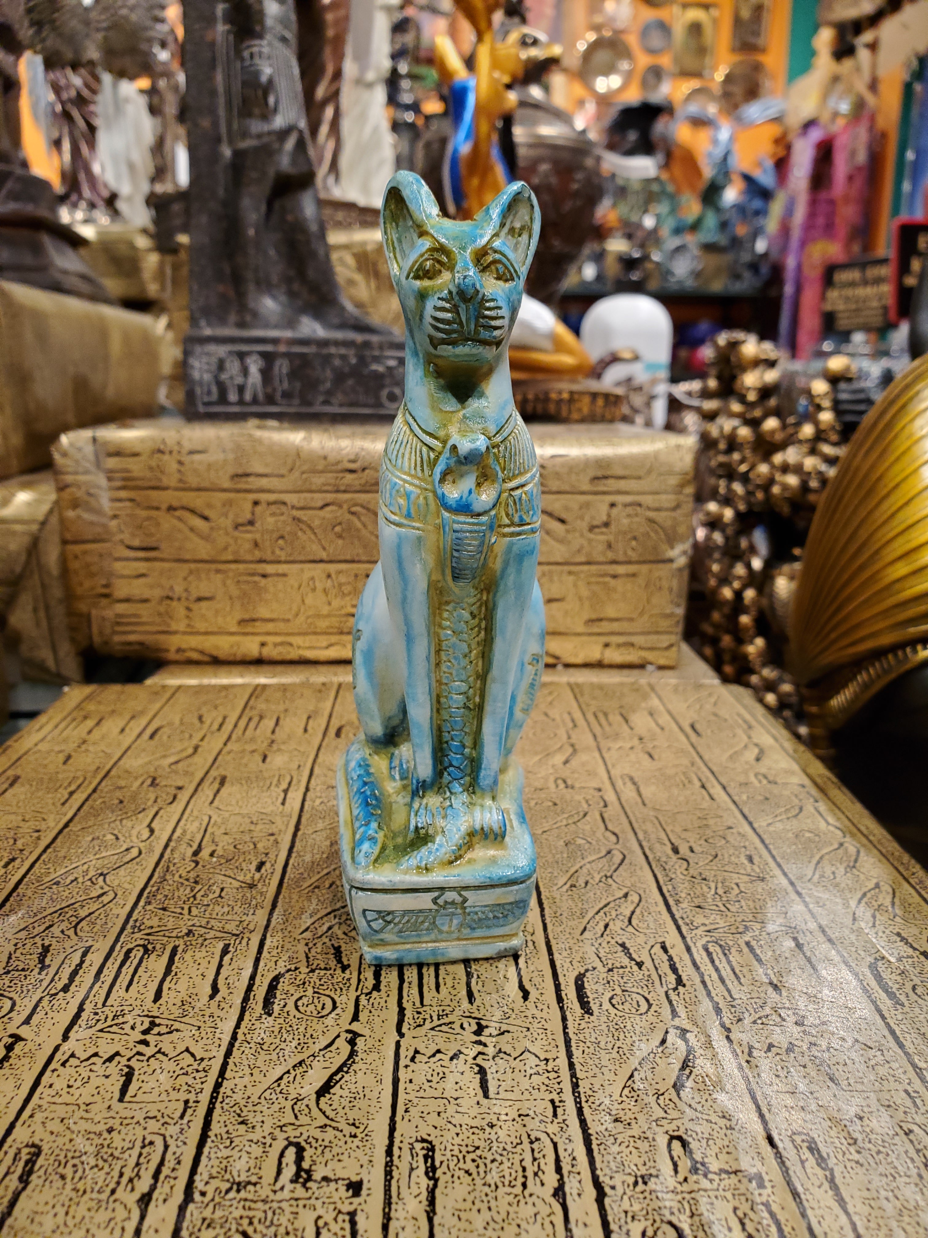 Blue Bastet Statue