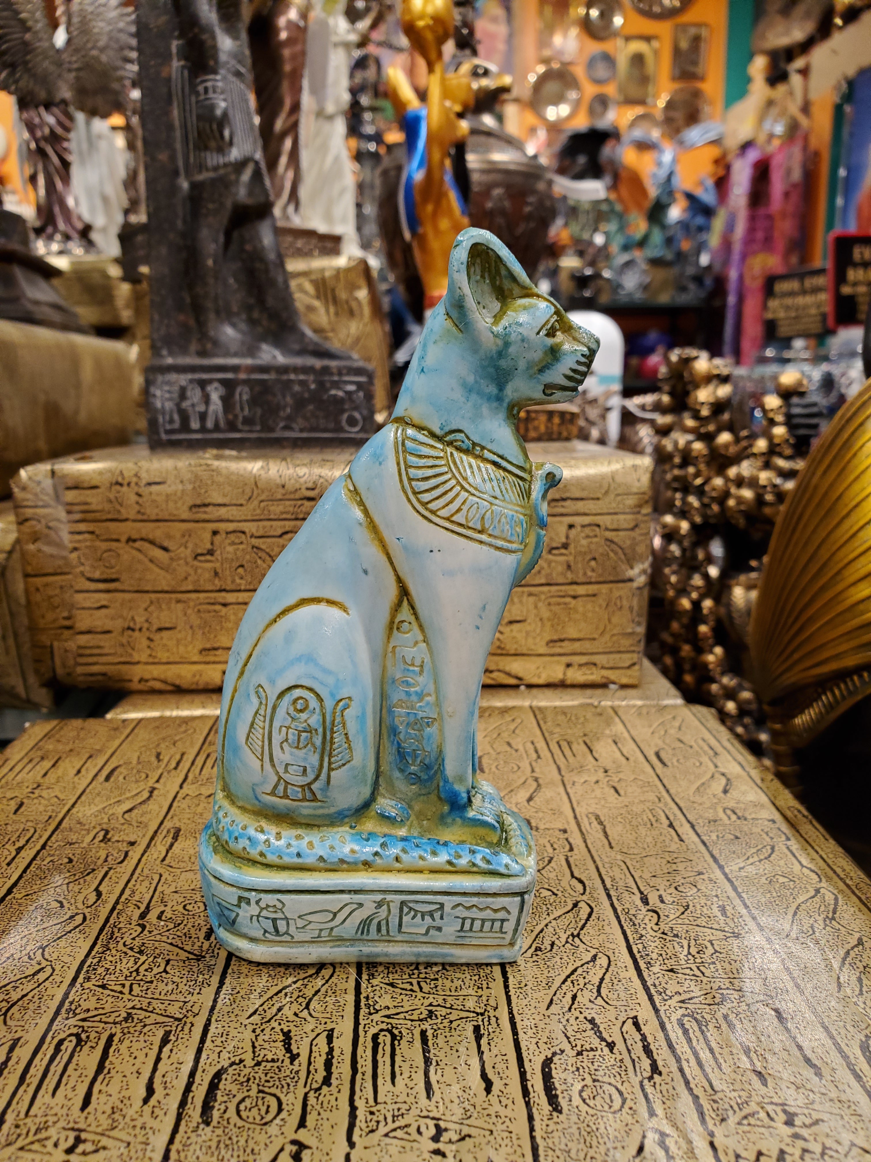 Blue Bastet Statue