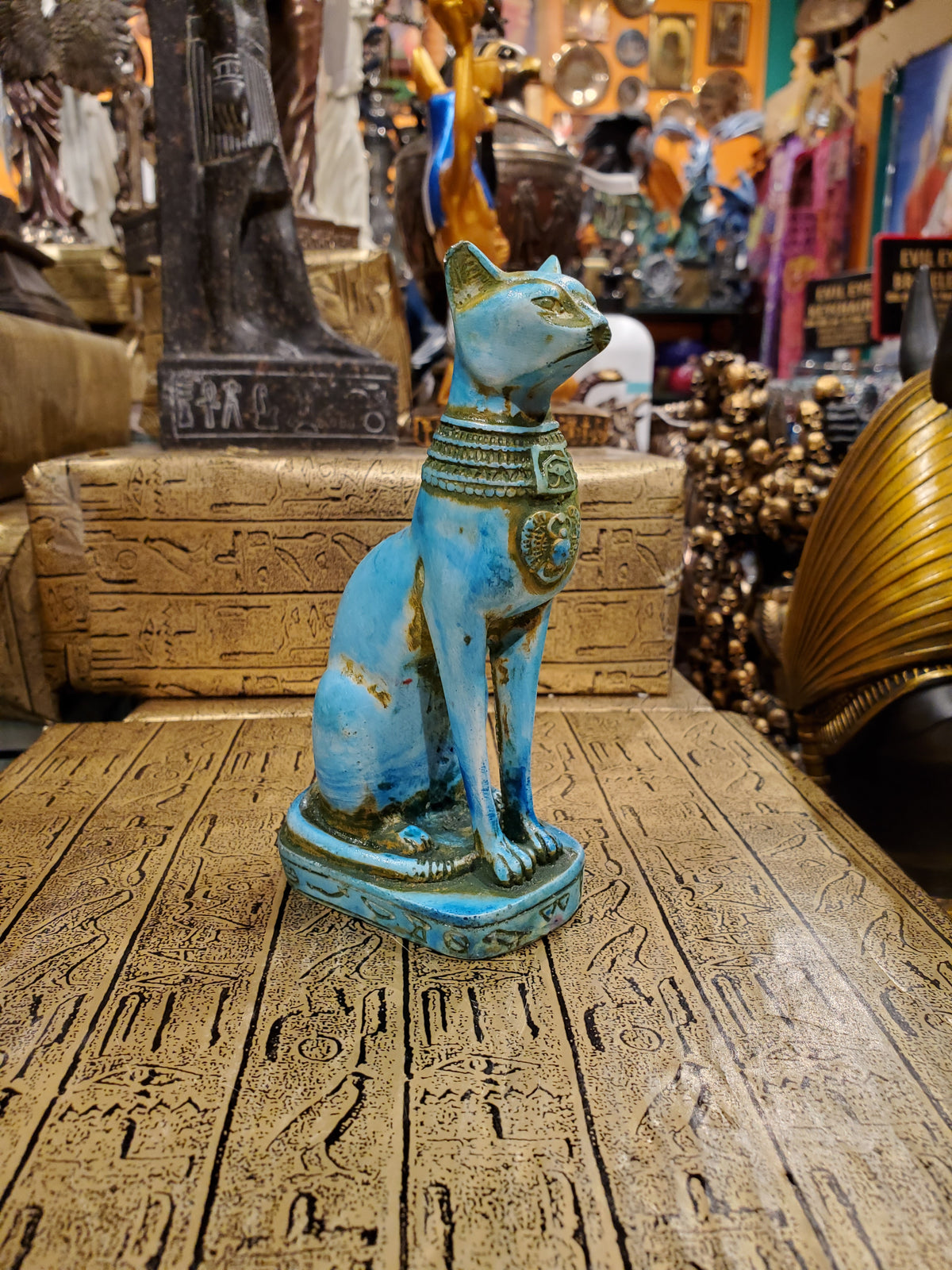Blue Bastet Statue