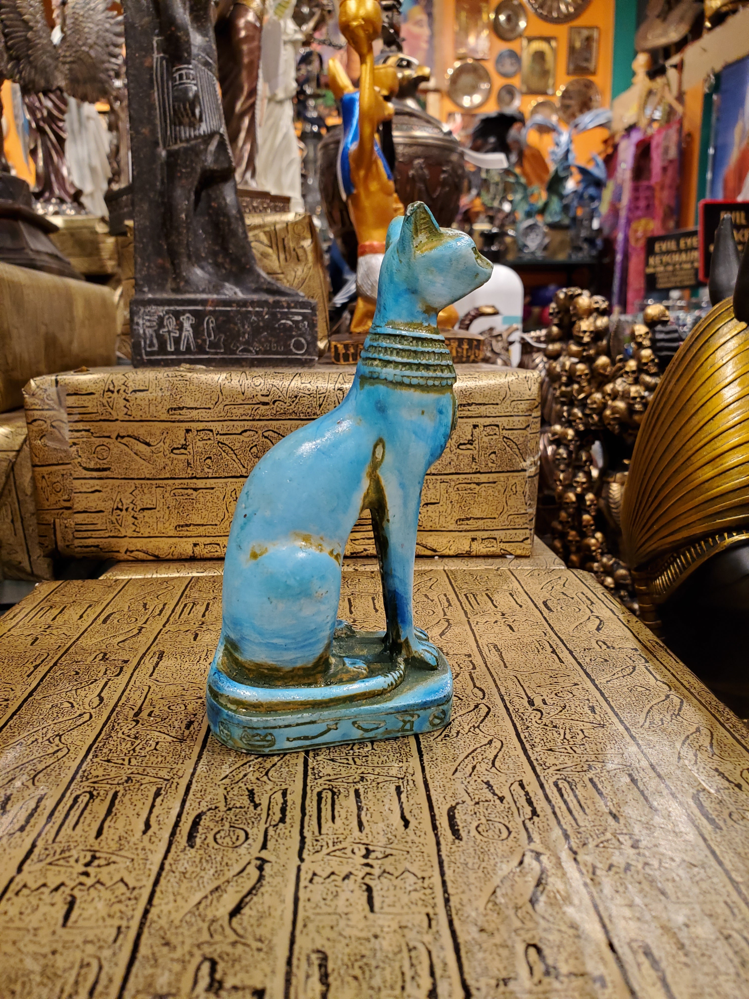 Blue Bastet Statue