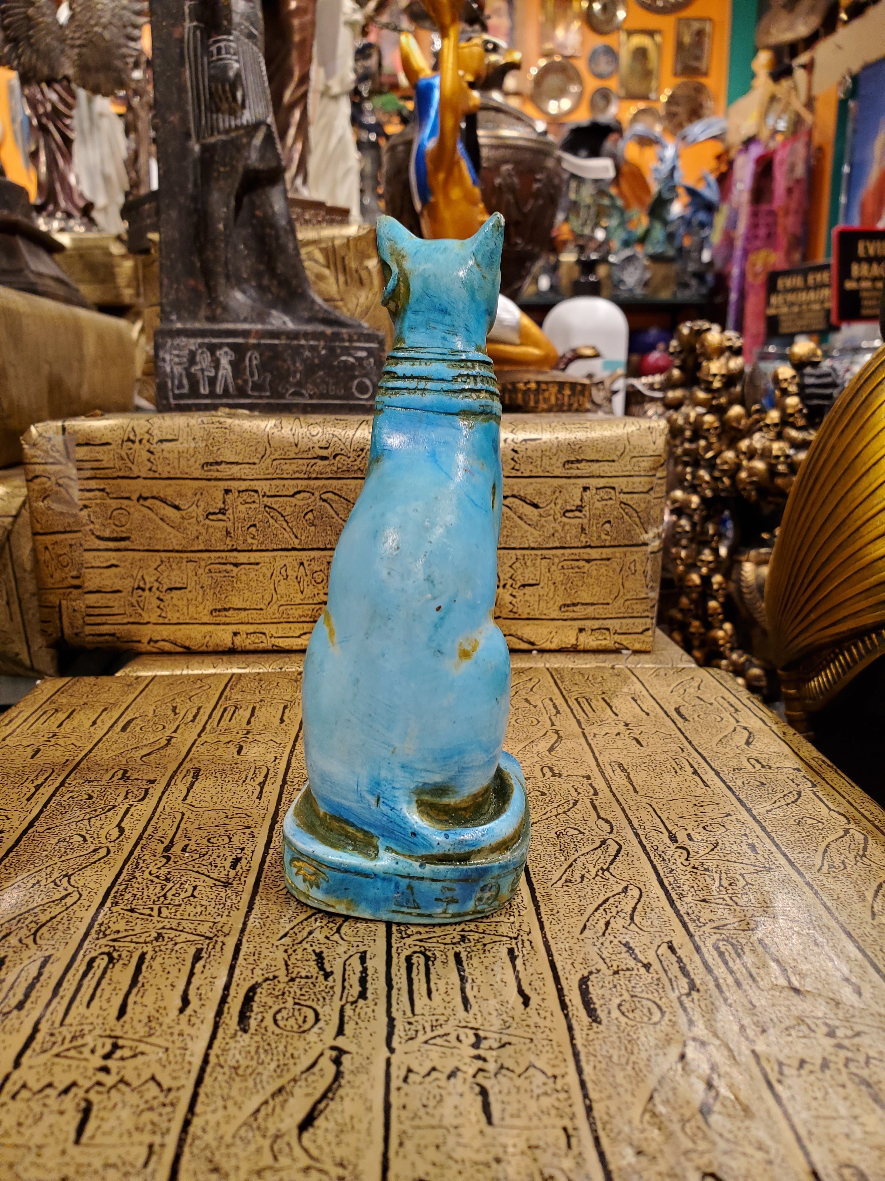 Blue Bastet Statue