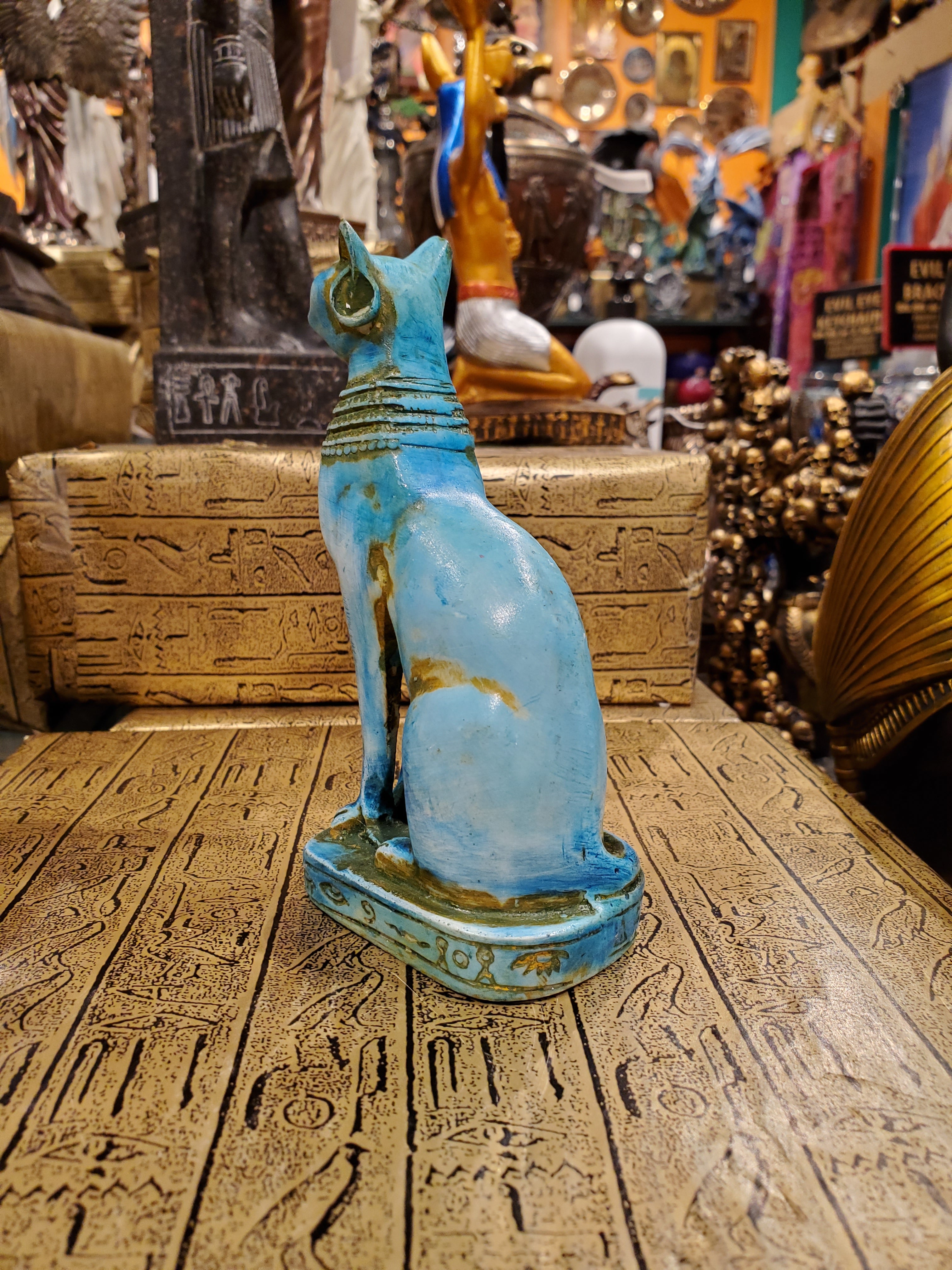 Blue Bastet Statue