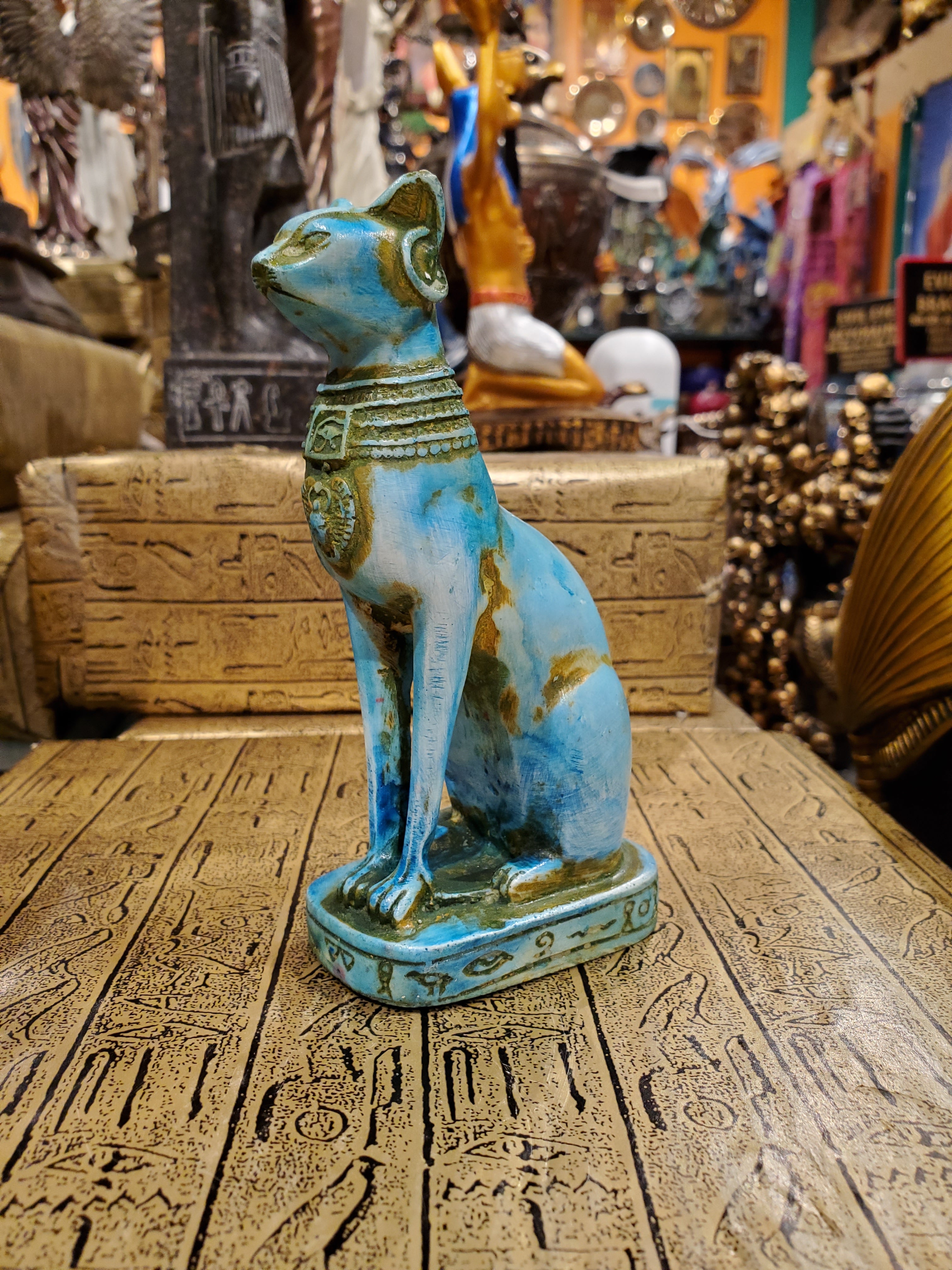 Blue Bastet Statue