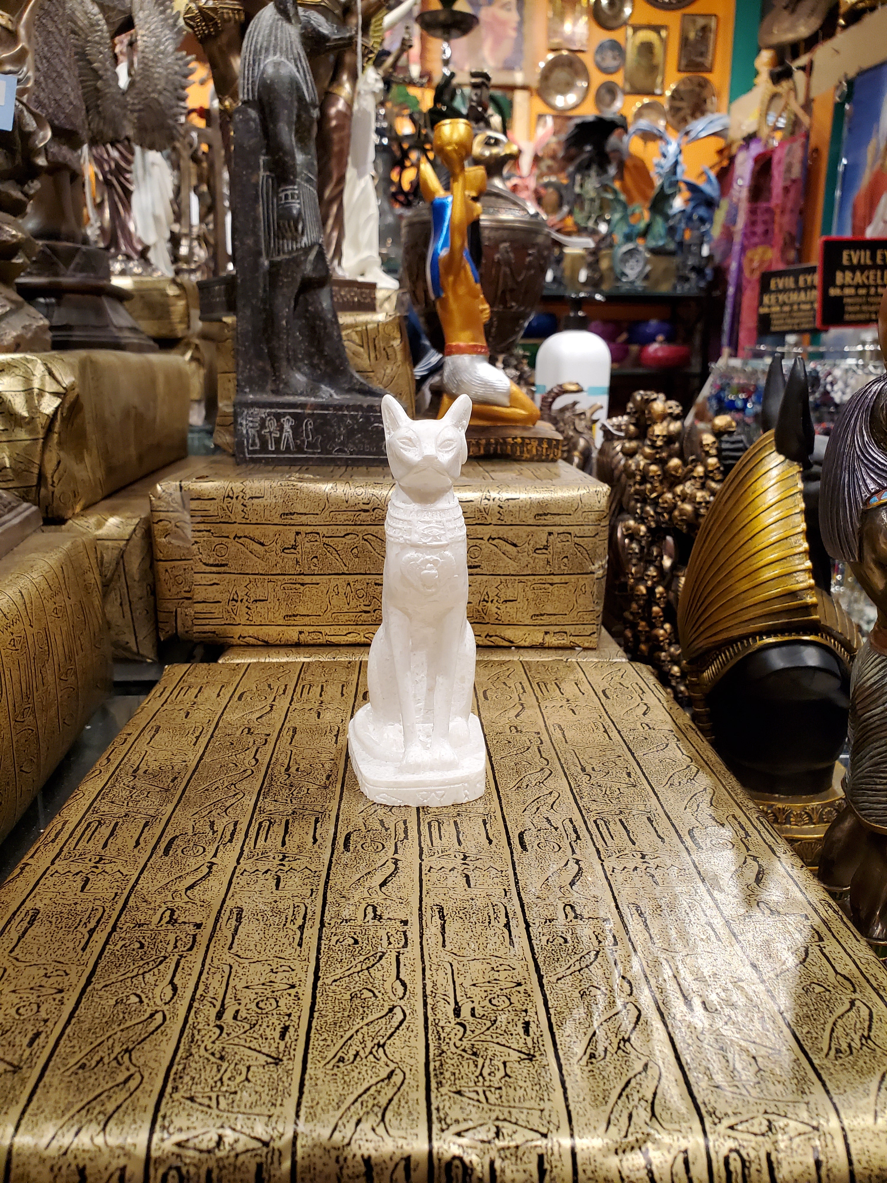 White Alabaster Bastet Statue