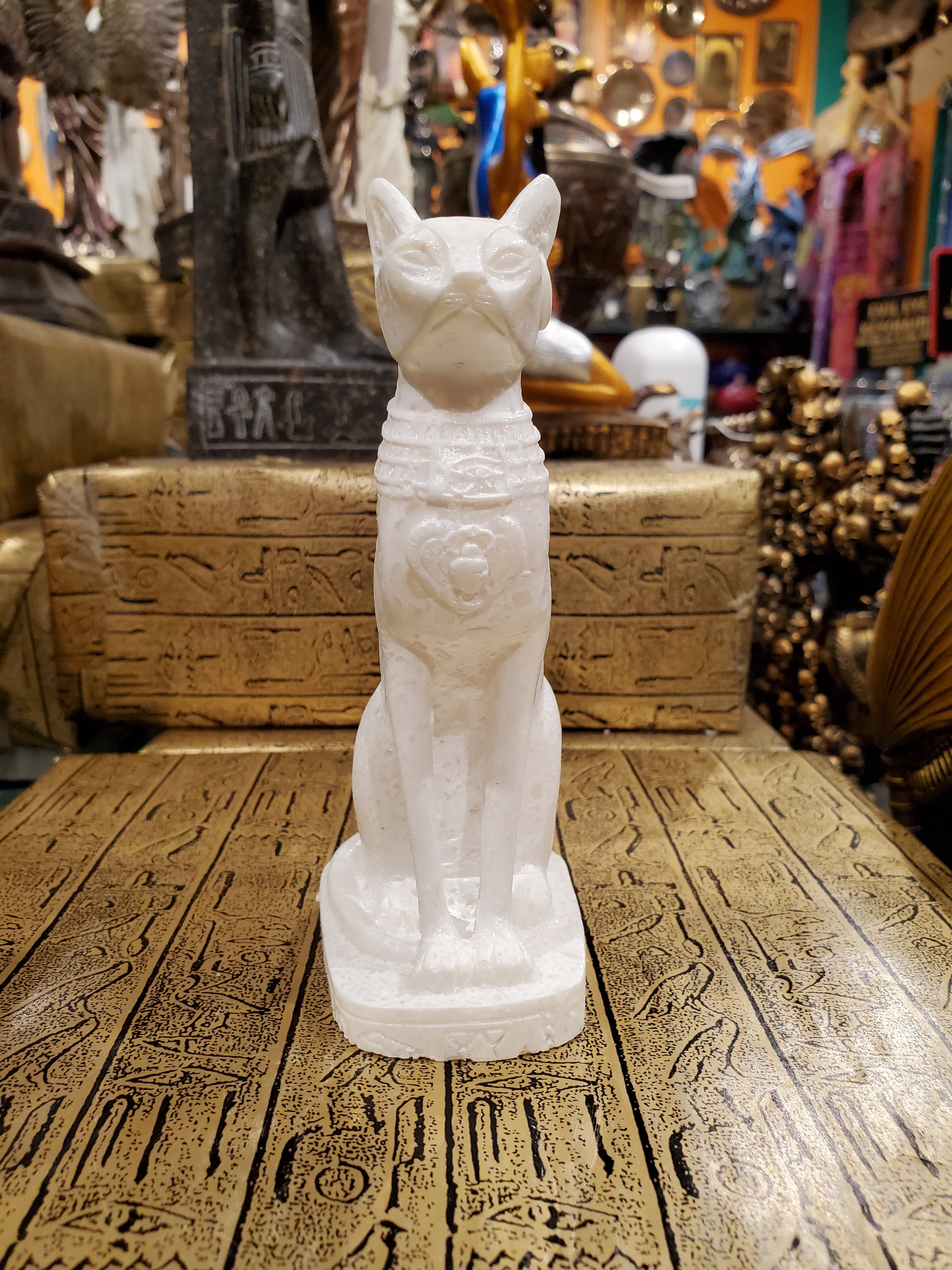 White Alabaster Bastet Statue